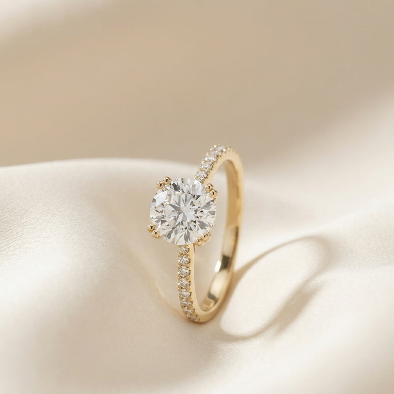 LUX-51048-E Pave Engagement Ring With Diamonds On The Bridge Luxury Diamonds
