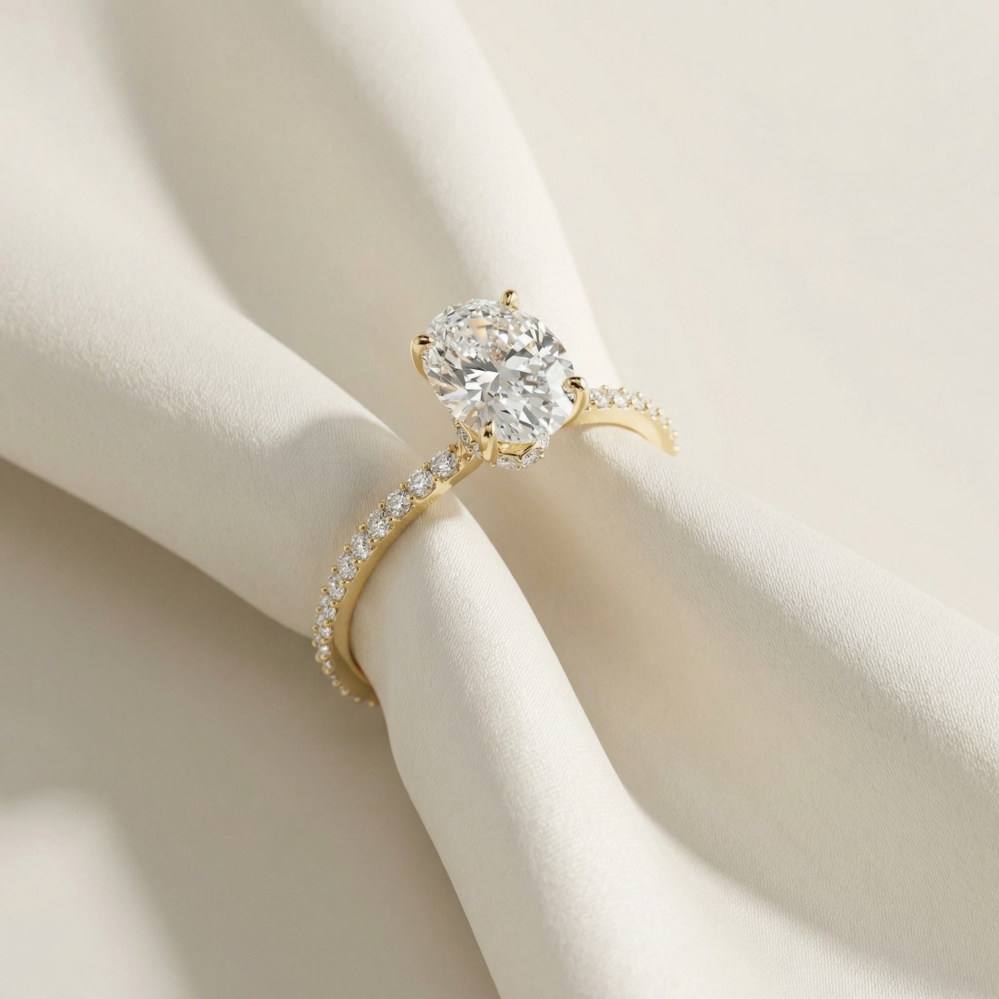 LUX-85297 Oval Cut Pave Engagement Ring With a Diamond Collar Luxury Diamonds