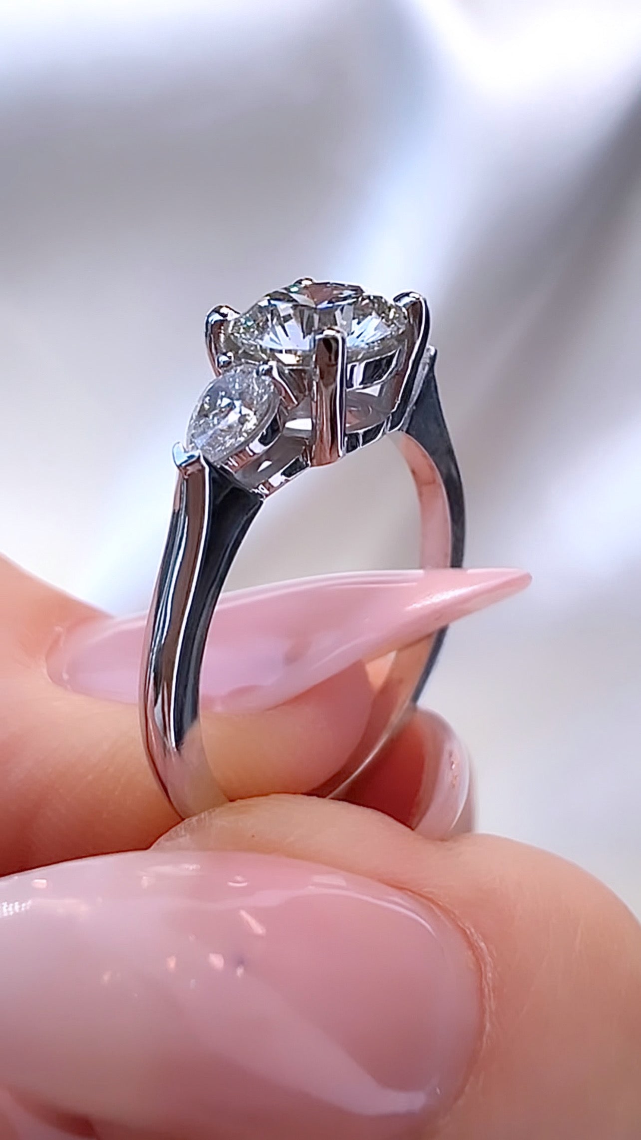 1.54CT Total Weight Round Brilliant Cut Lab Diamond Three Stone Ring