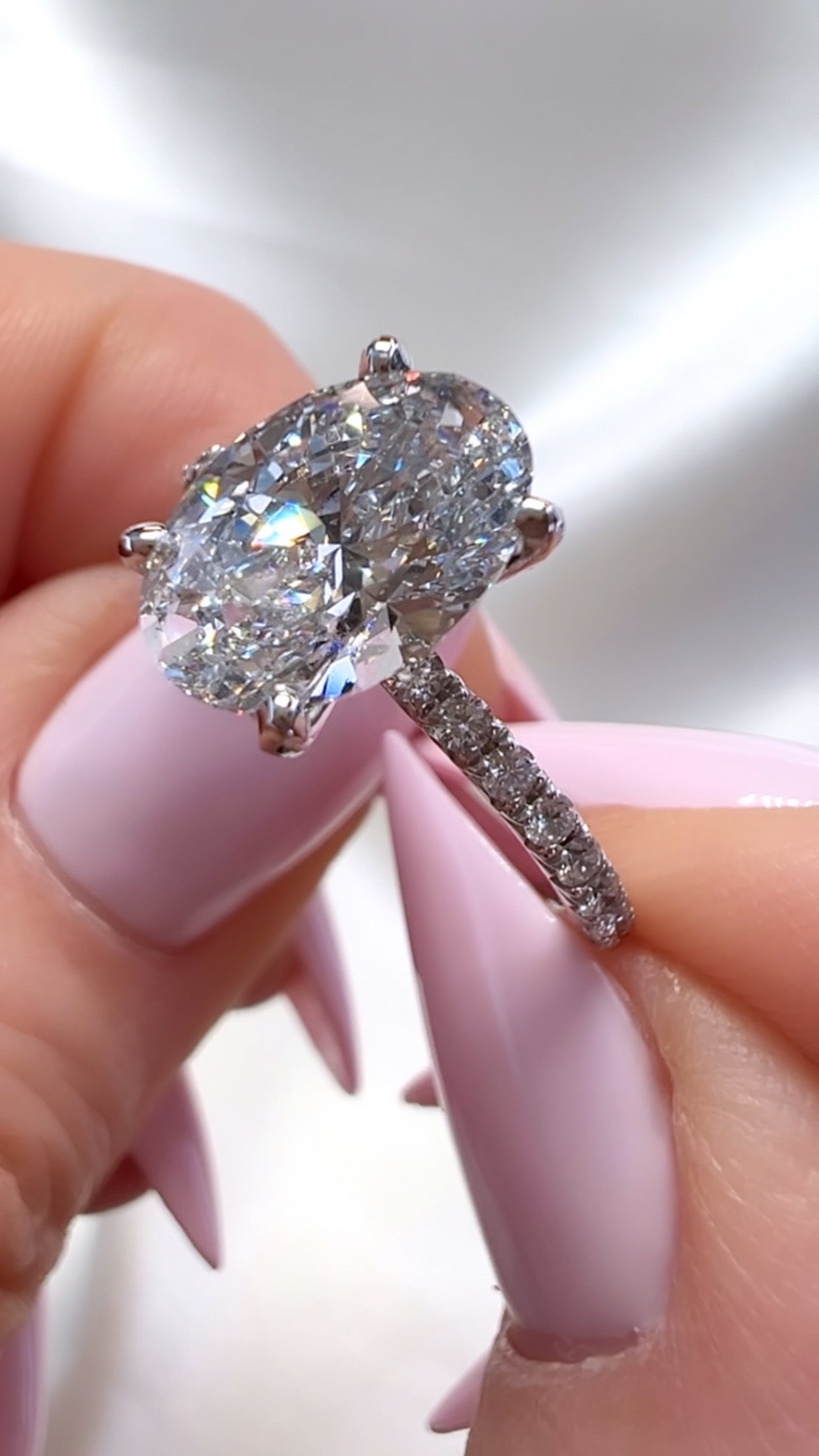 2.01CT Oval Cut Lab Diamond French Pavé Ring