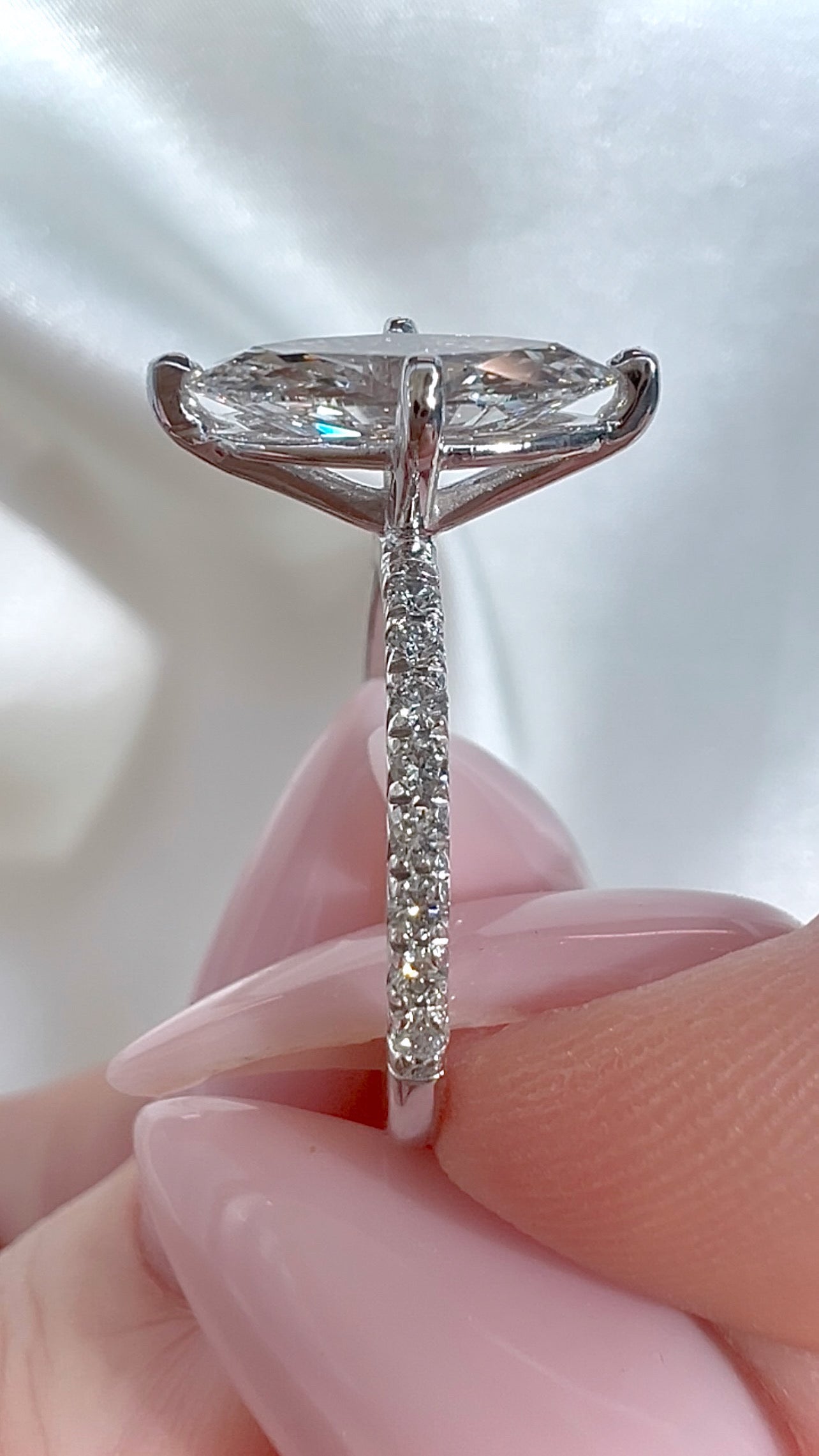 1.75CT Marquise Cut Lab Diamond Micro Pavé Engagement Ring