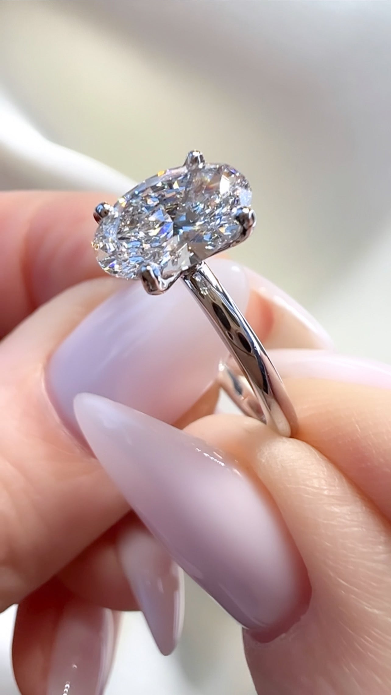 1.33CT Oval Cut Lab Diamond Solitaire Ring