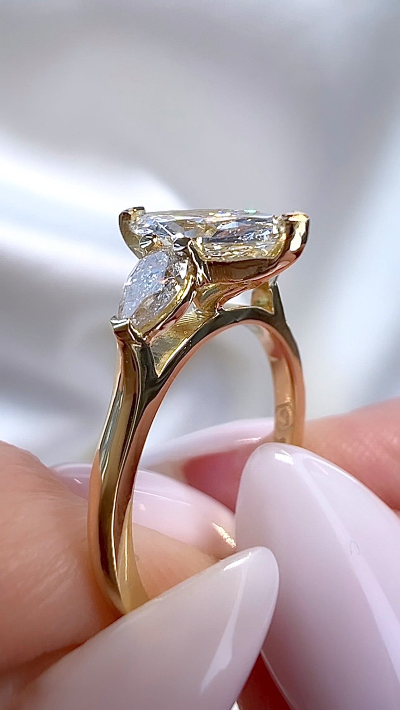 1.23CT Marquise Cut Lab Diamond Three Stone Ring