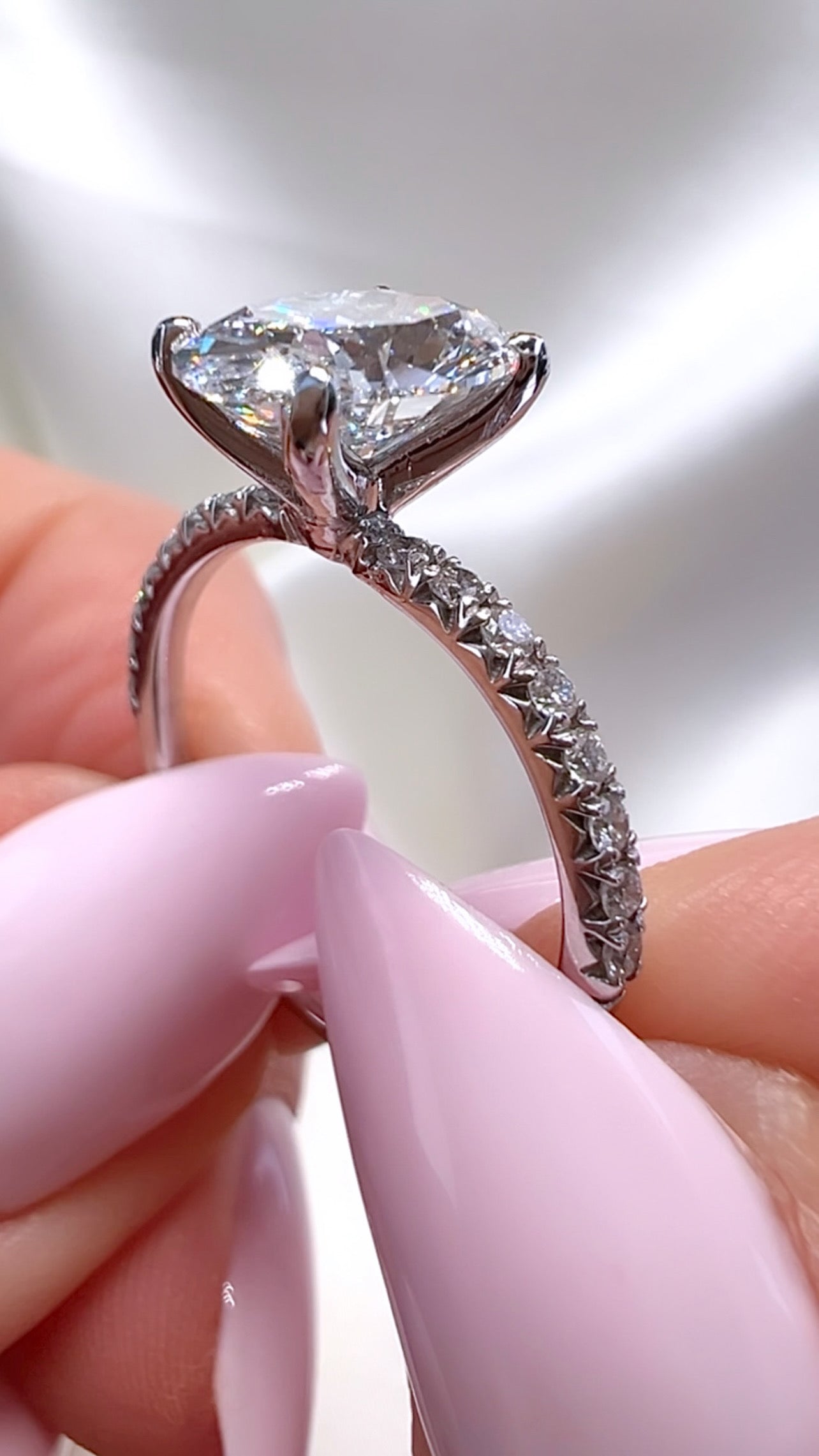 2.01CT Oval Cut Lab Diamond French Pavé Ring