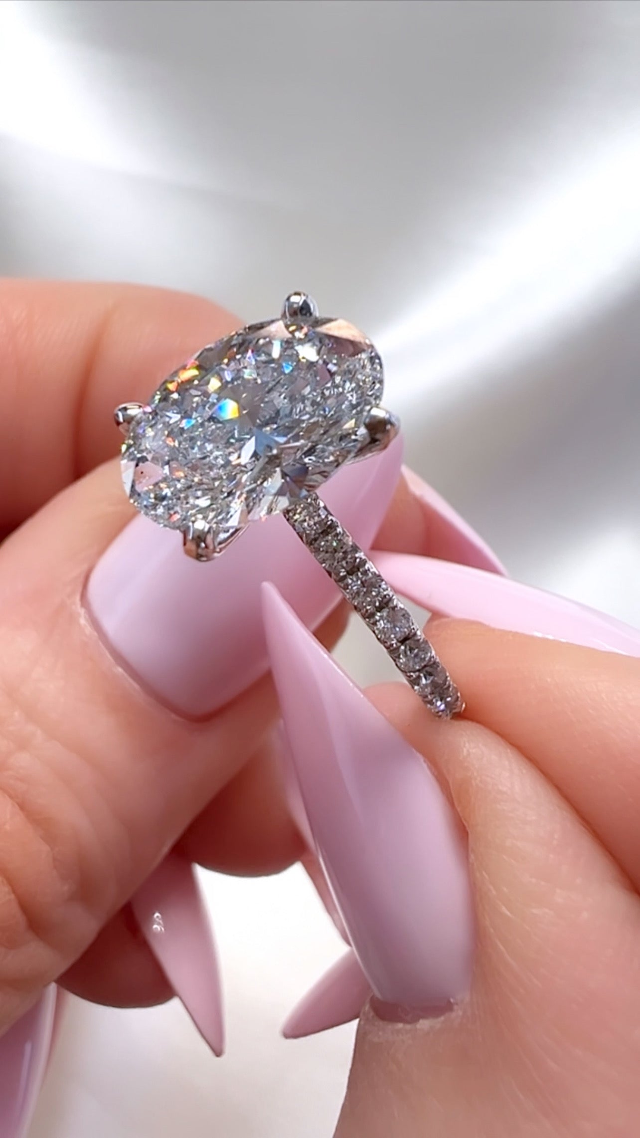 2.01CT Oval Cut Lab Diamond French Pavé Ring