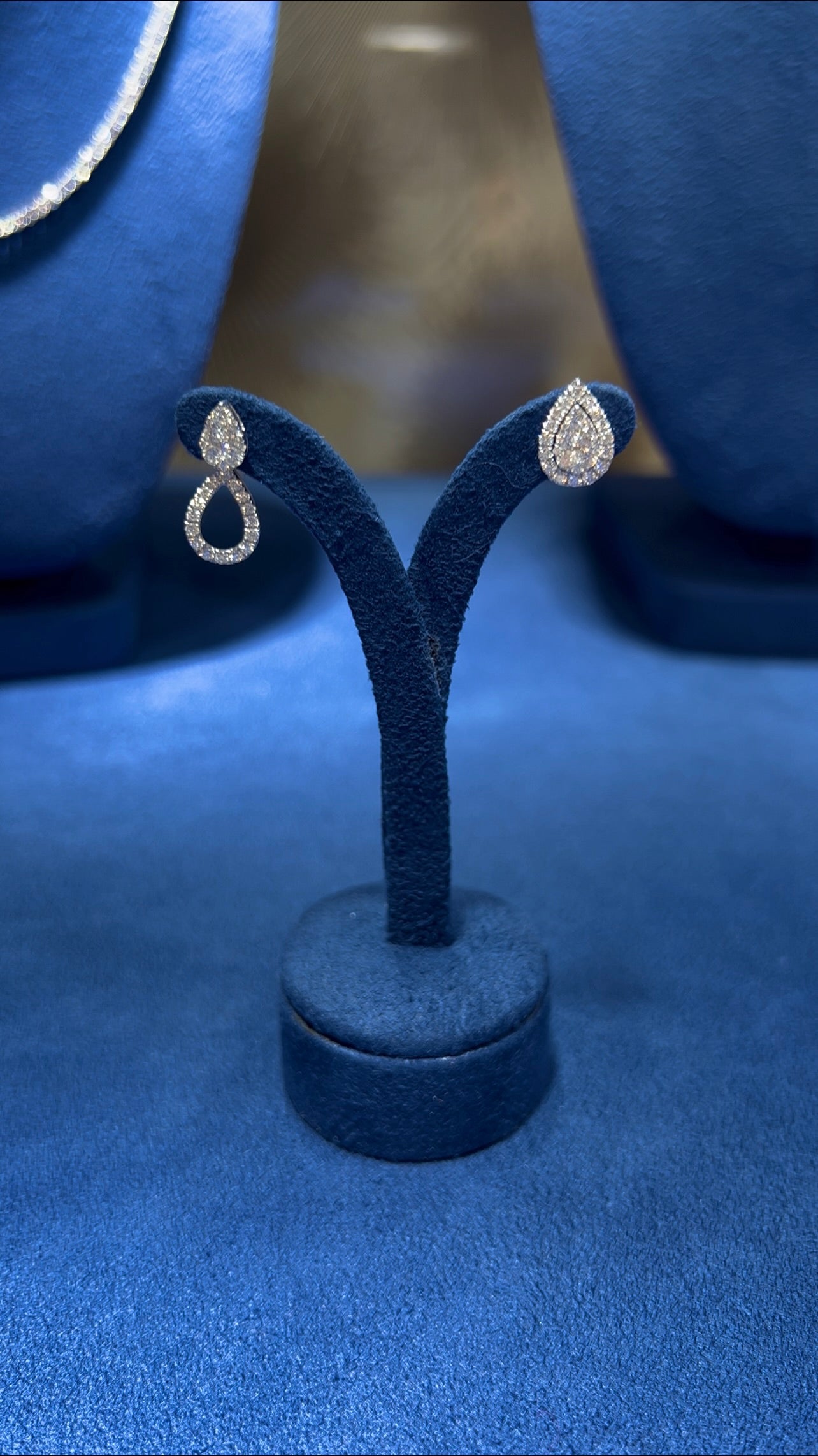 Natural Diamond Pear Illusion Set Halo Earrings