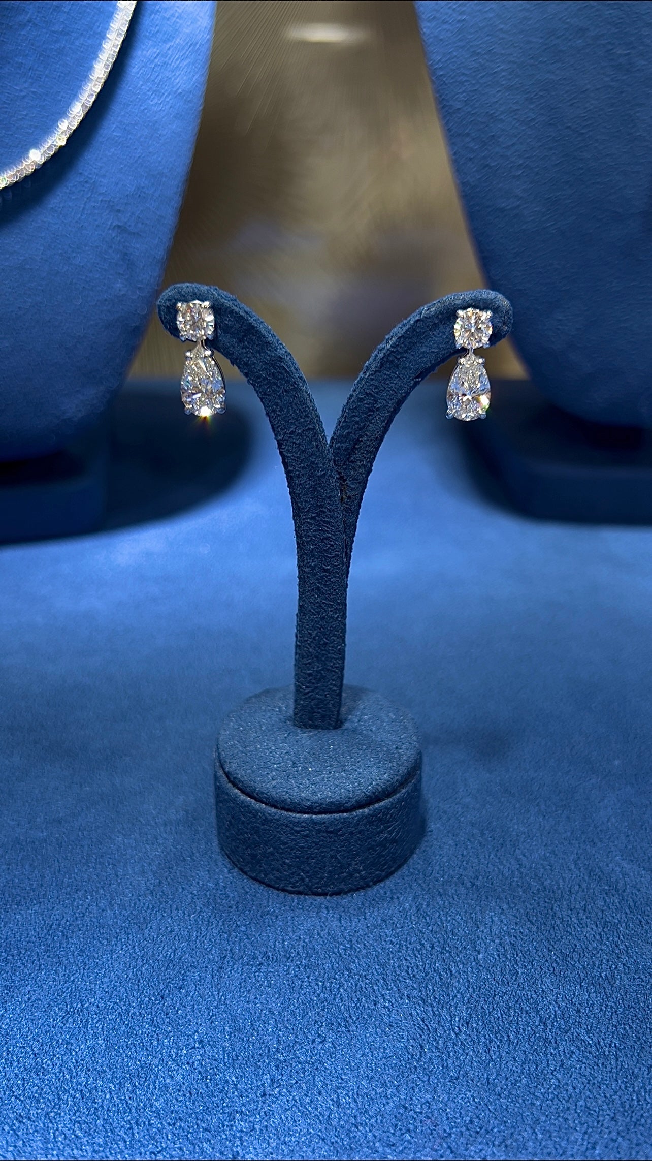4.24CTW Round Brilliant & Pear Drop Lab Diamond Earrings