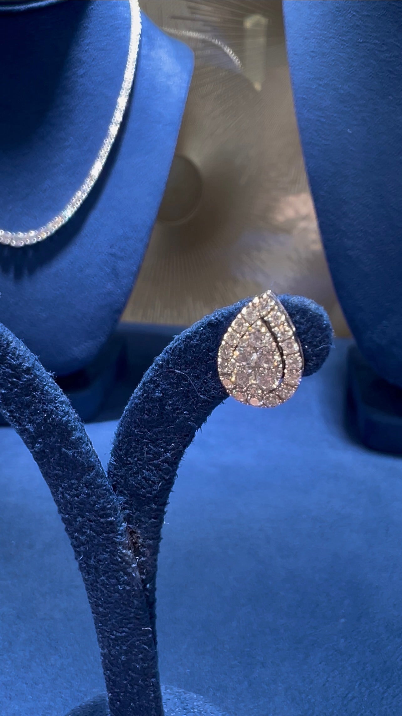 Natural Diamond Pear Illusion Set Halo Earrings