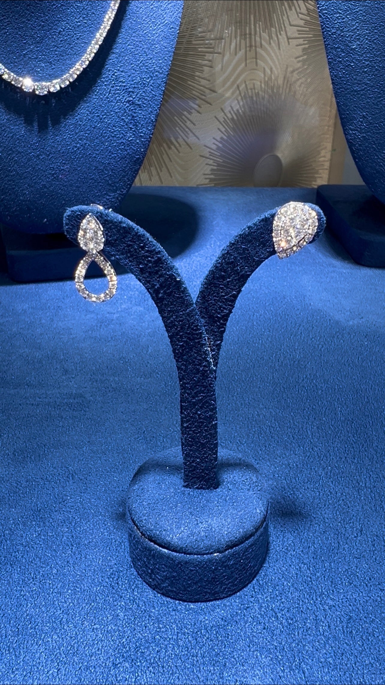 Natural Diamond Pear Illusion Set Halo Earrings