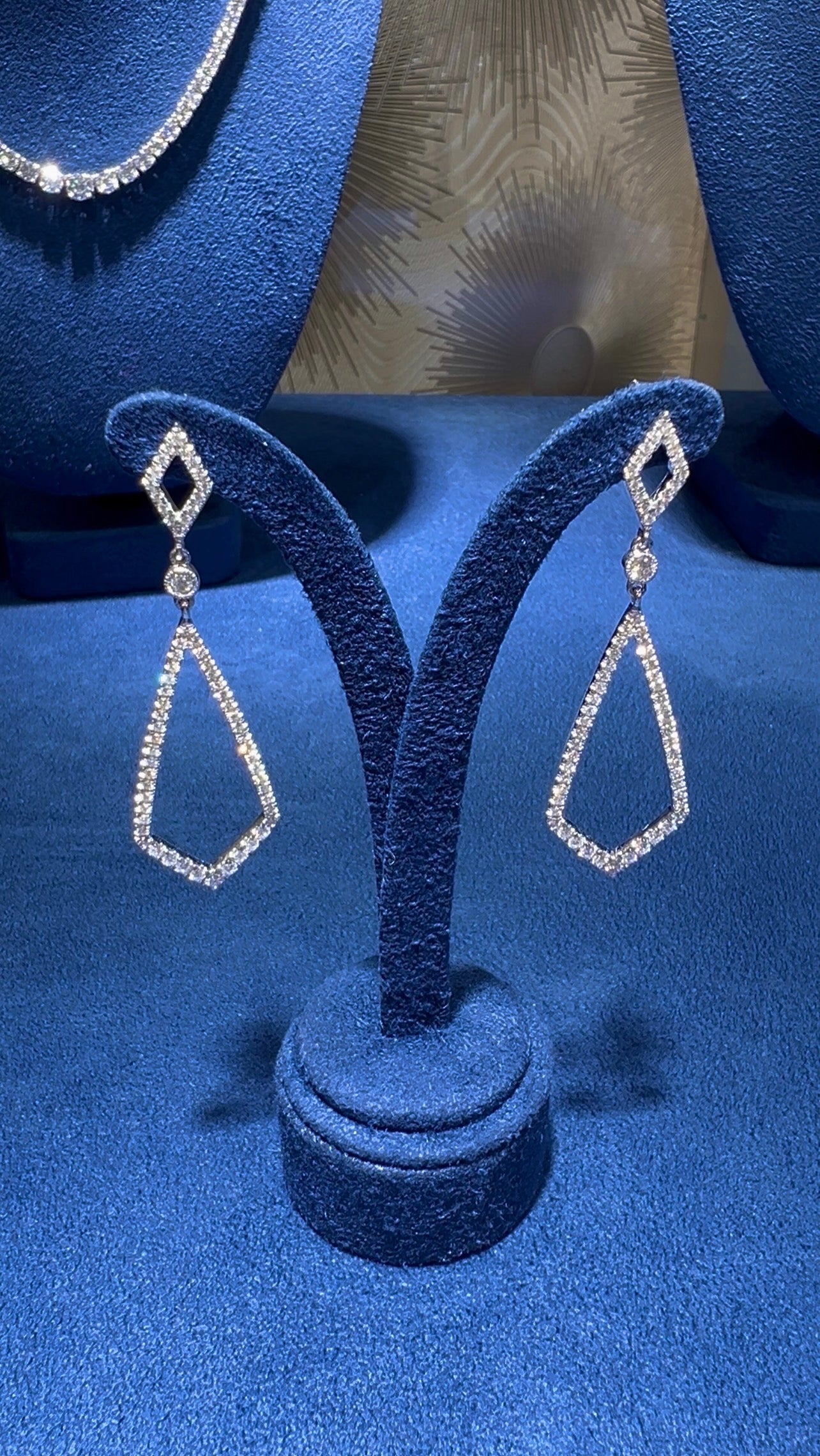 Natural Diamond Geometric Drop Earrings