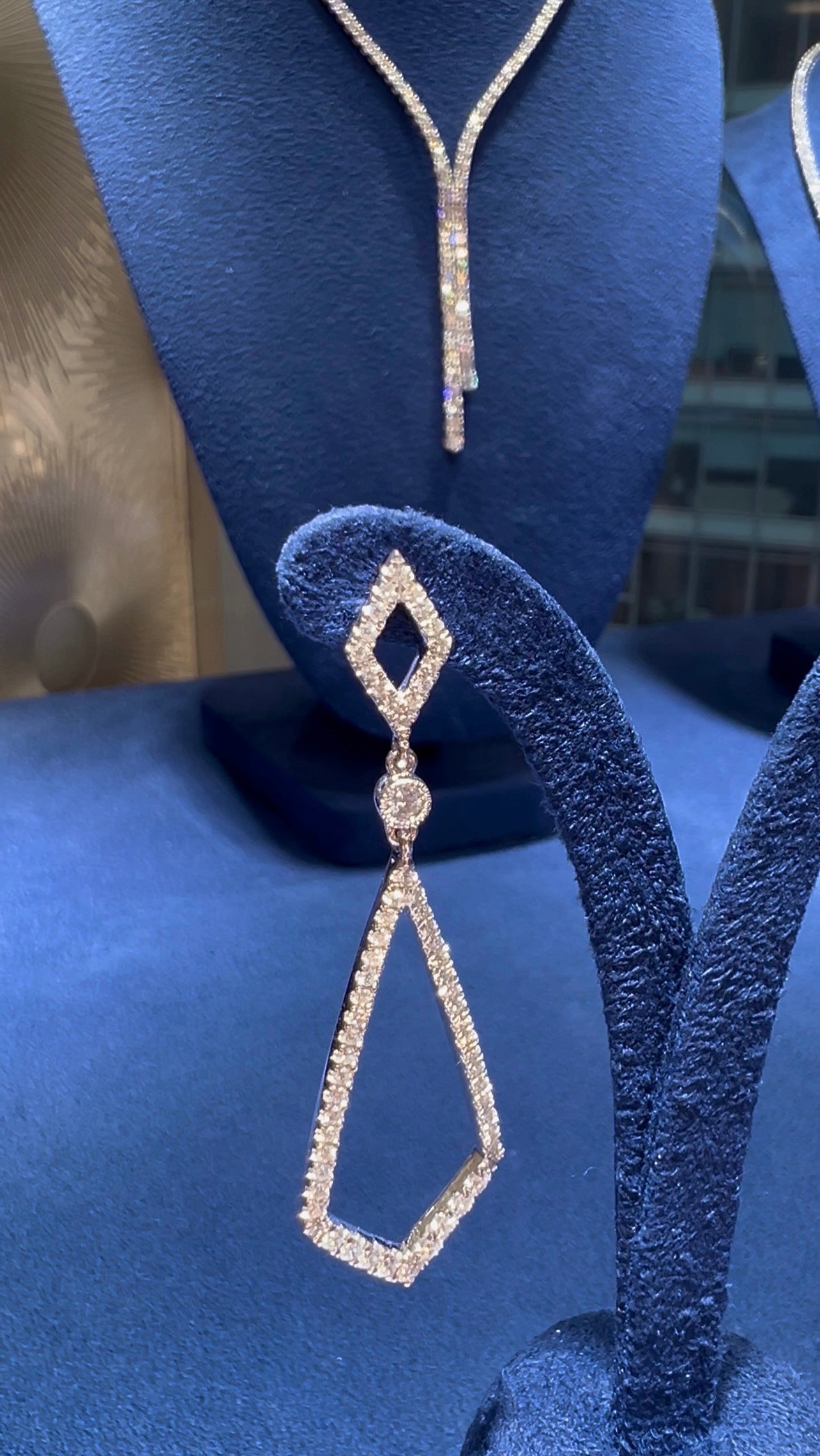 Natural Diamond Geometric Drop Earrings