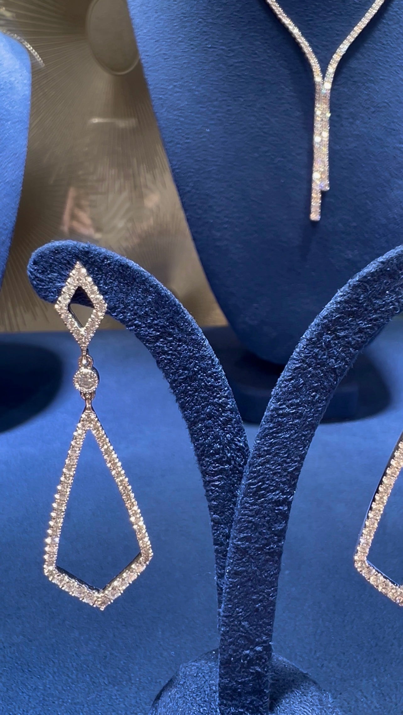 Natural Diamond Geometric Drop Earrings Luxury Diamonds