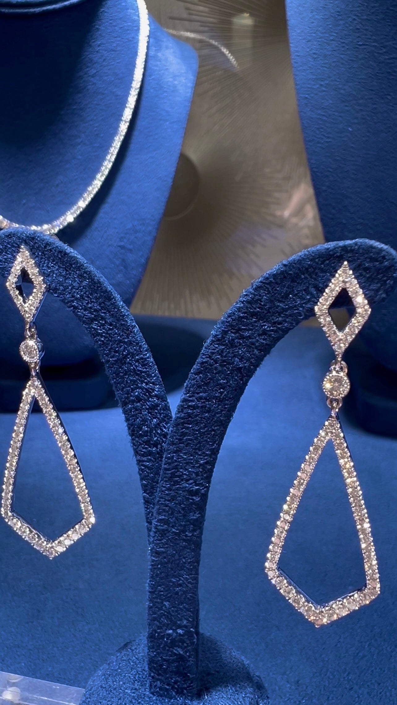 Natural Diamond Geometric Drop Earrings Luxury Diamonds