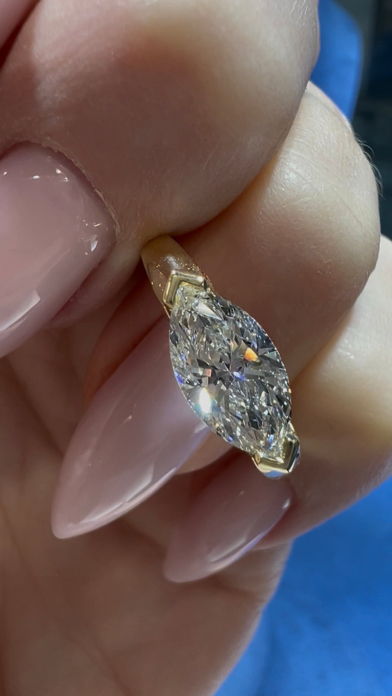 1.39CT Marquise Lab Diamond East West Engagement Ring