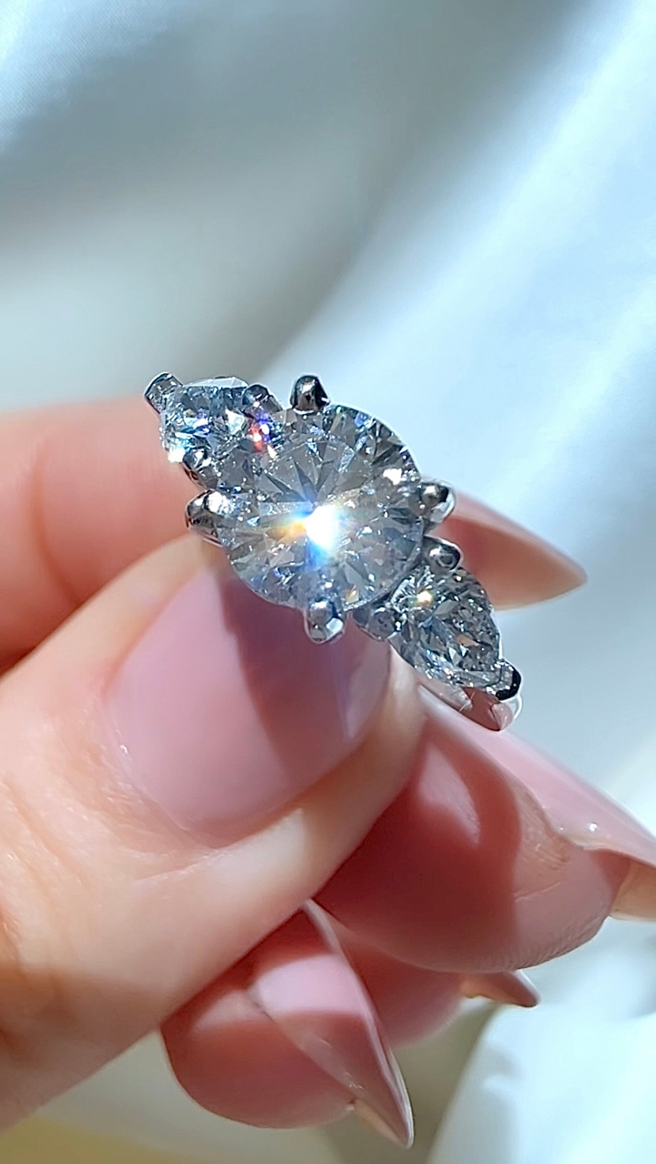 1.54CT Total Weight Round Brilliant Cut Lab Diamond Three Stone Ring