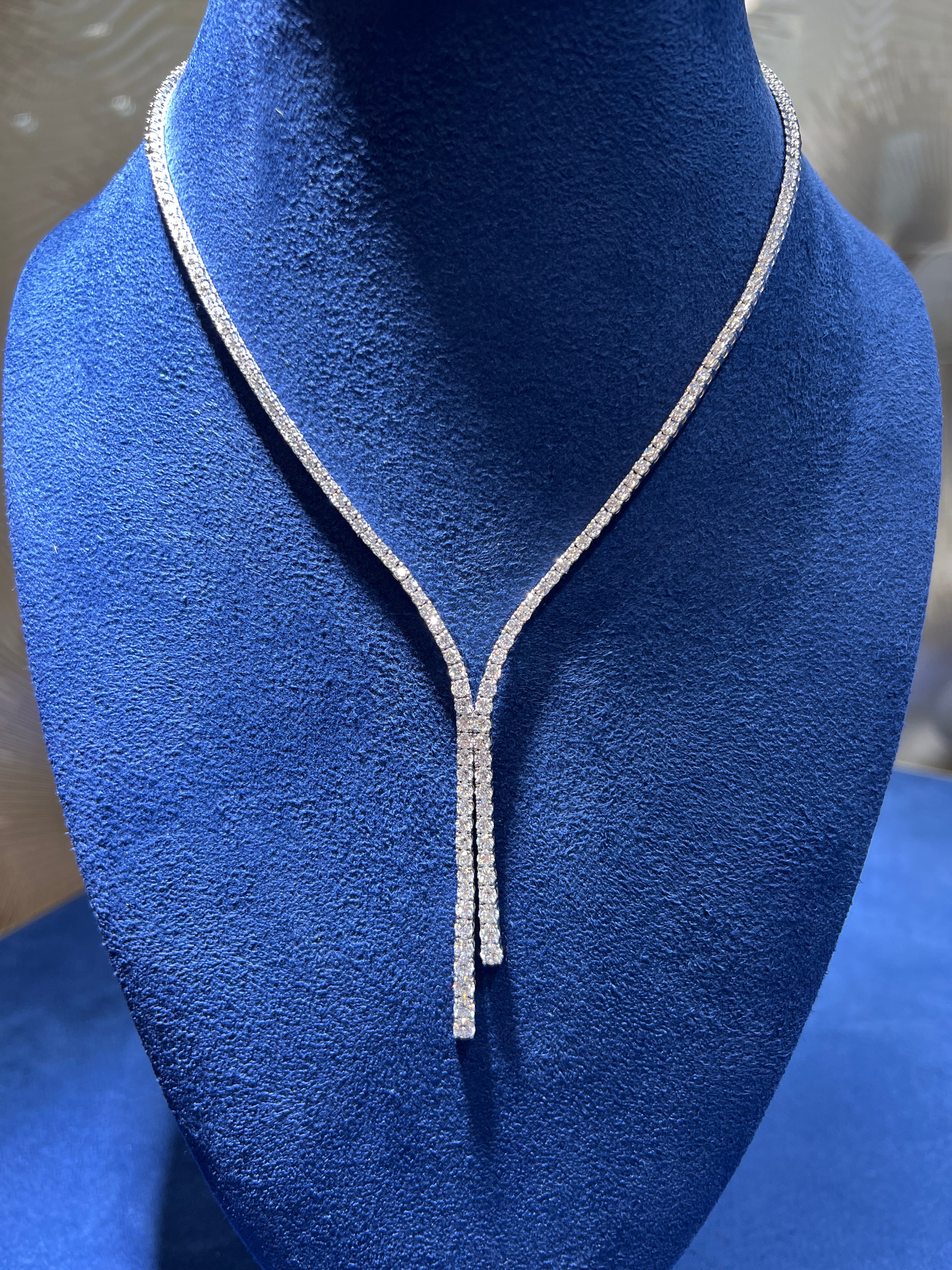 8.01CTW Lab Diamond Double Strand Lariat Necklace