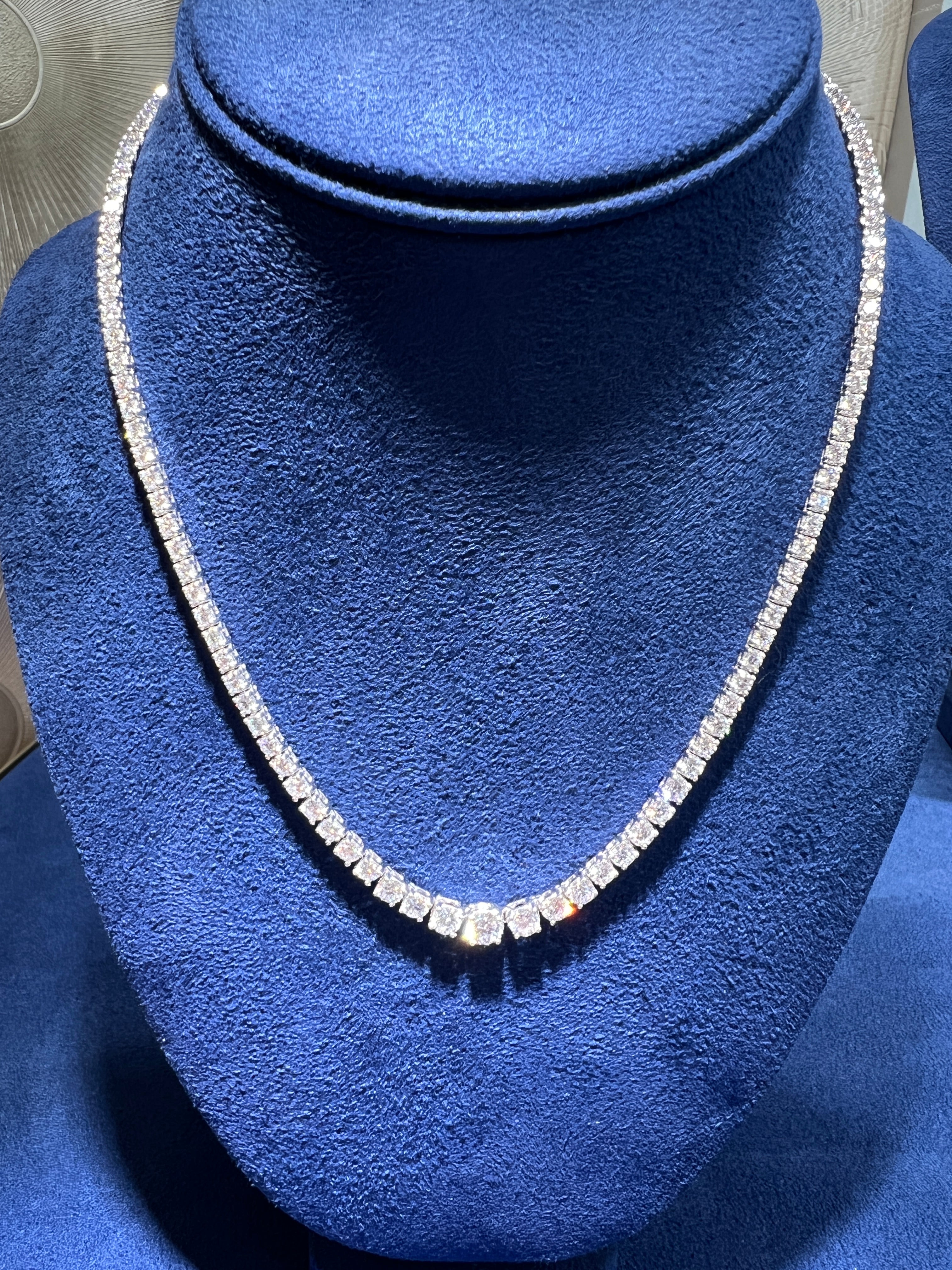 10.75CTW Round Brilliant Lab Diamond Rivière Necklace