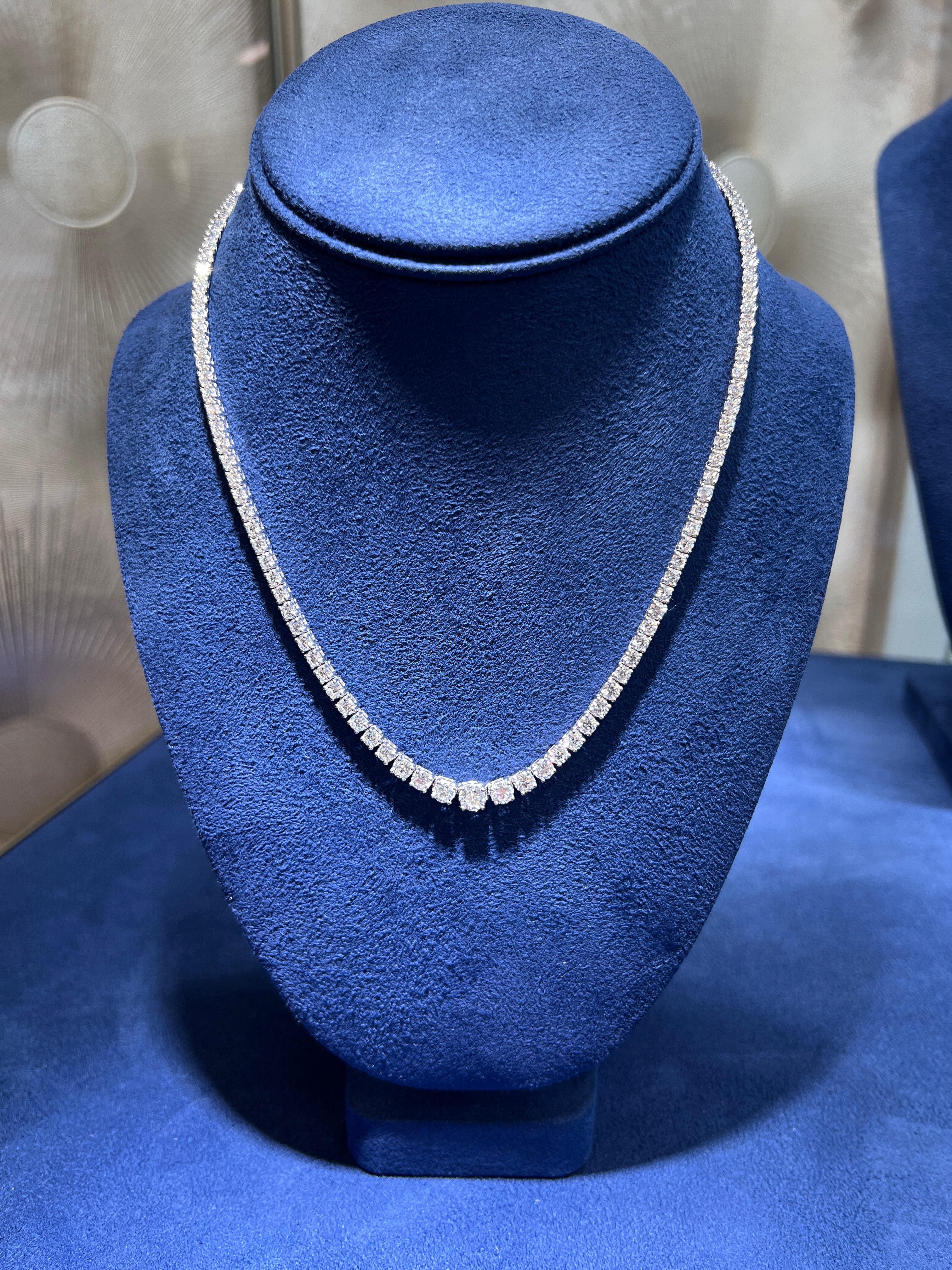 10.75CTW Round Brilliant Lab Diamond Rivière Necklace