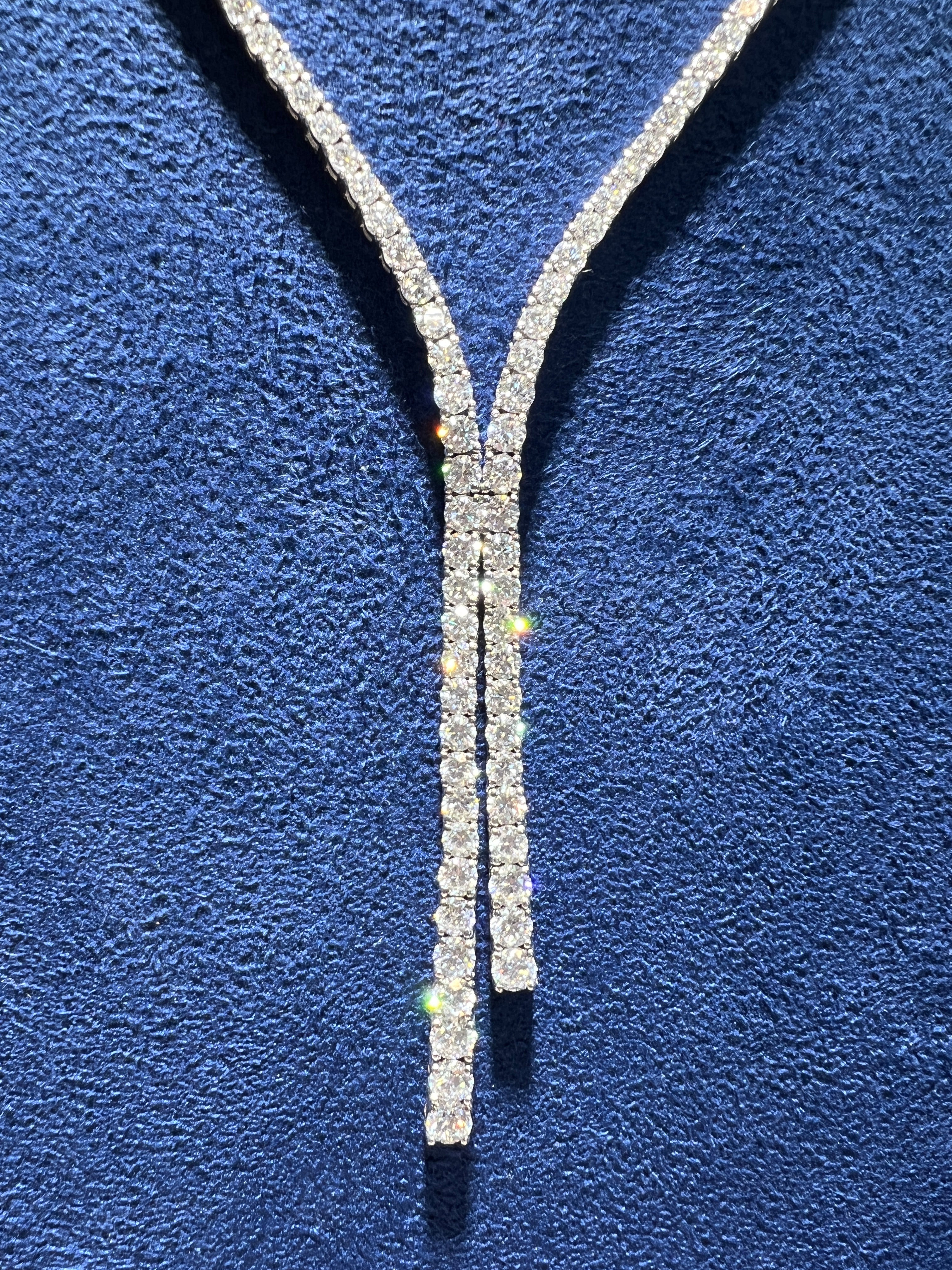 8.01CTW Lab Diamond Double Strand Lariat Necklace