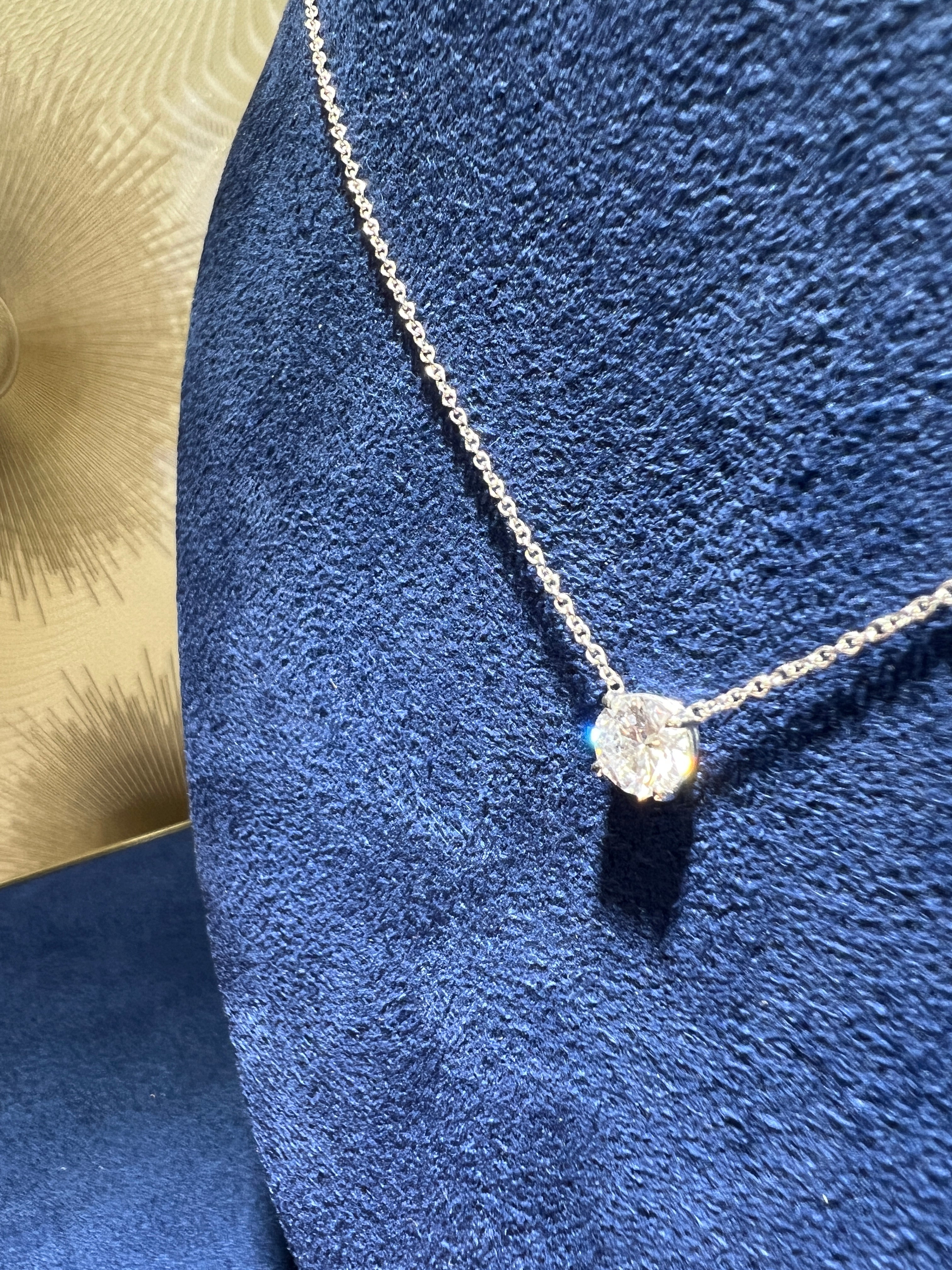 1CT Round Brilliant Lab Diamond Solitaire Necklace