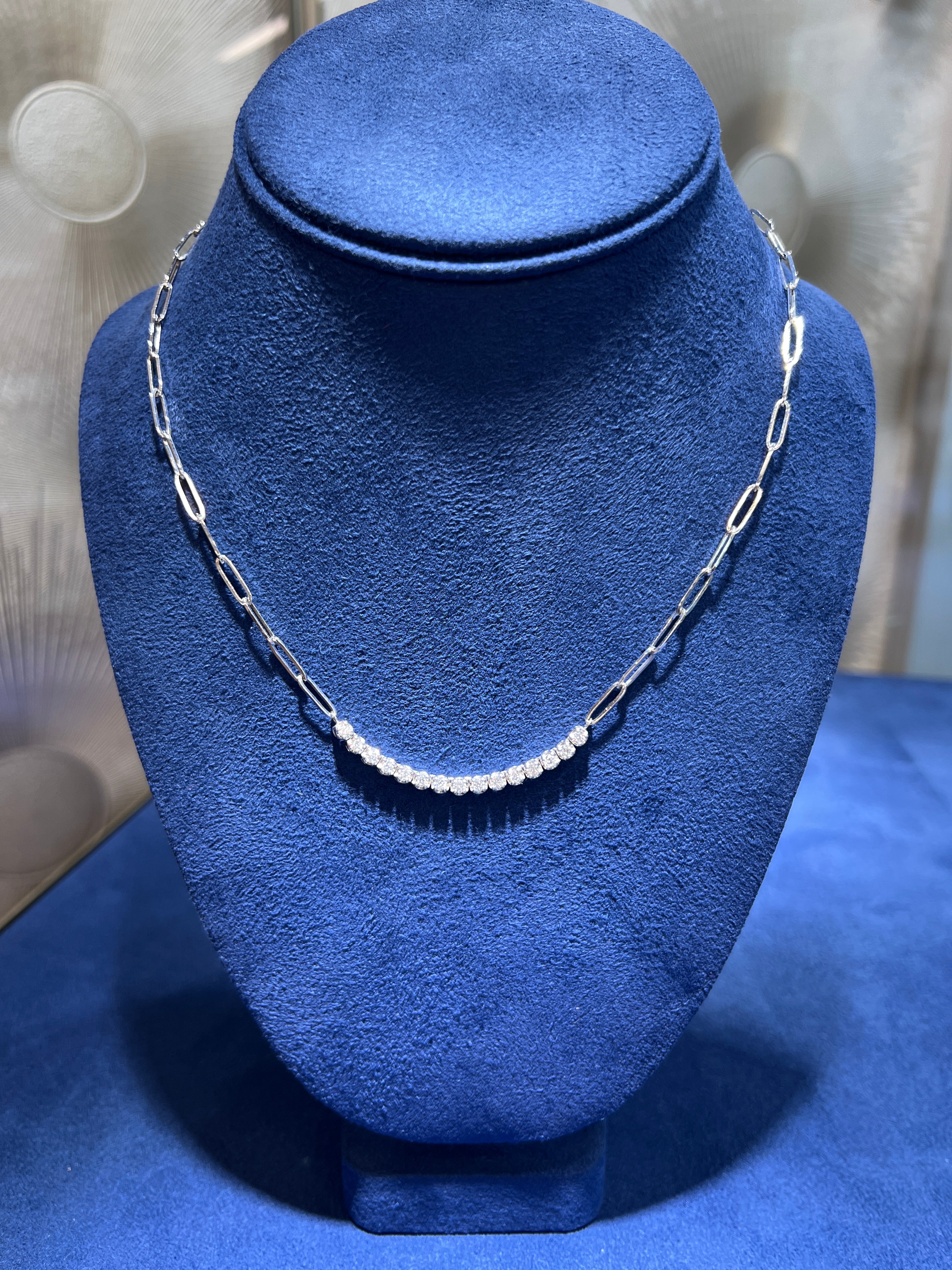 0.80CTW Paper Clip Chain Lab Diamond Tennis Necklace