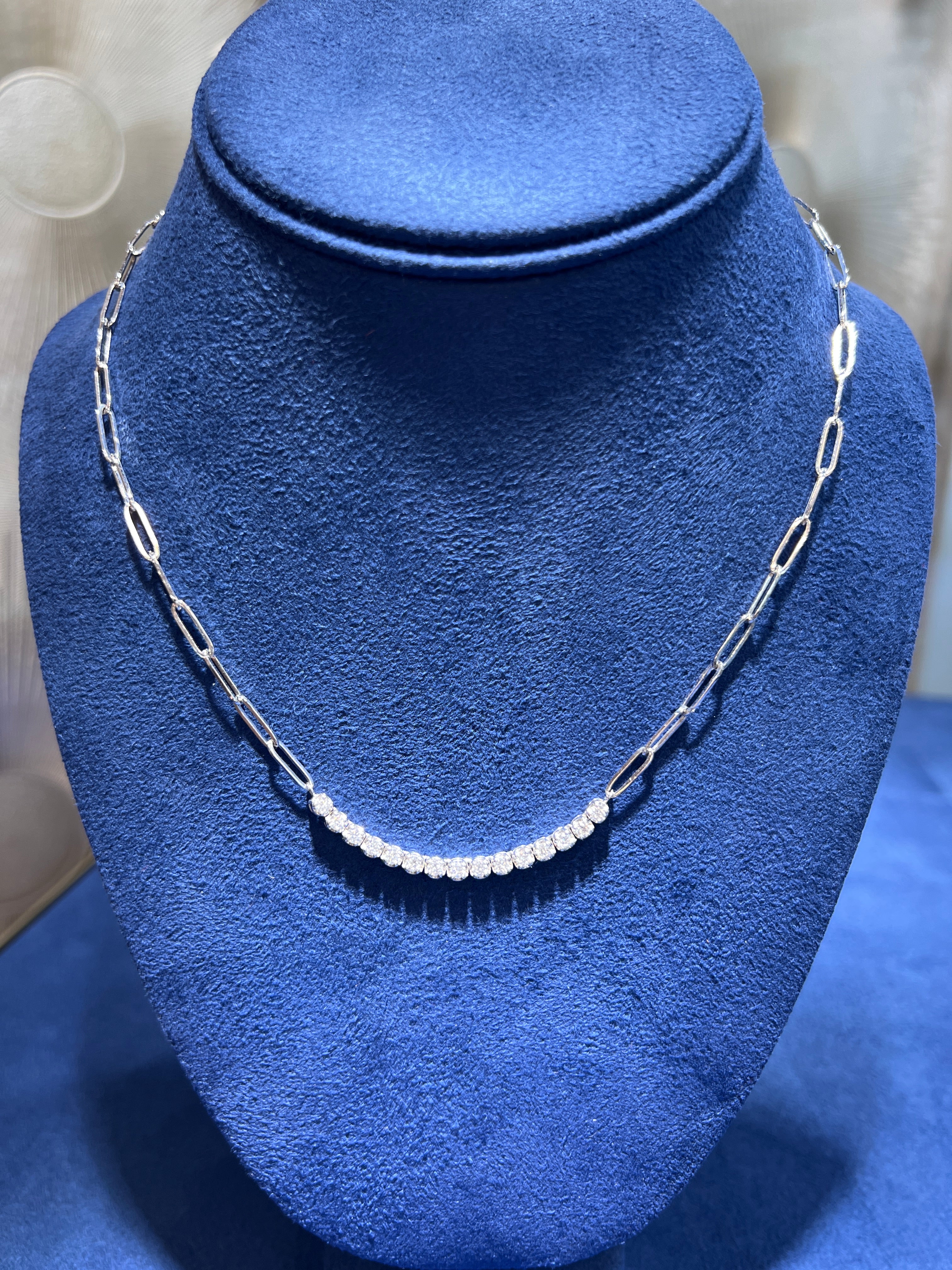 0.80CTW Paper Clip Chain Lab Diamond Tennis Necklace