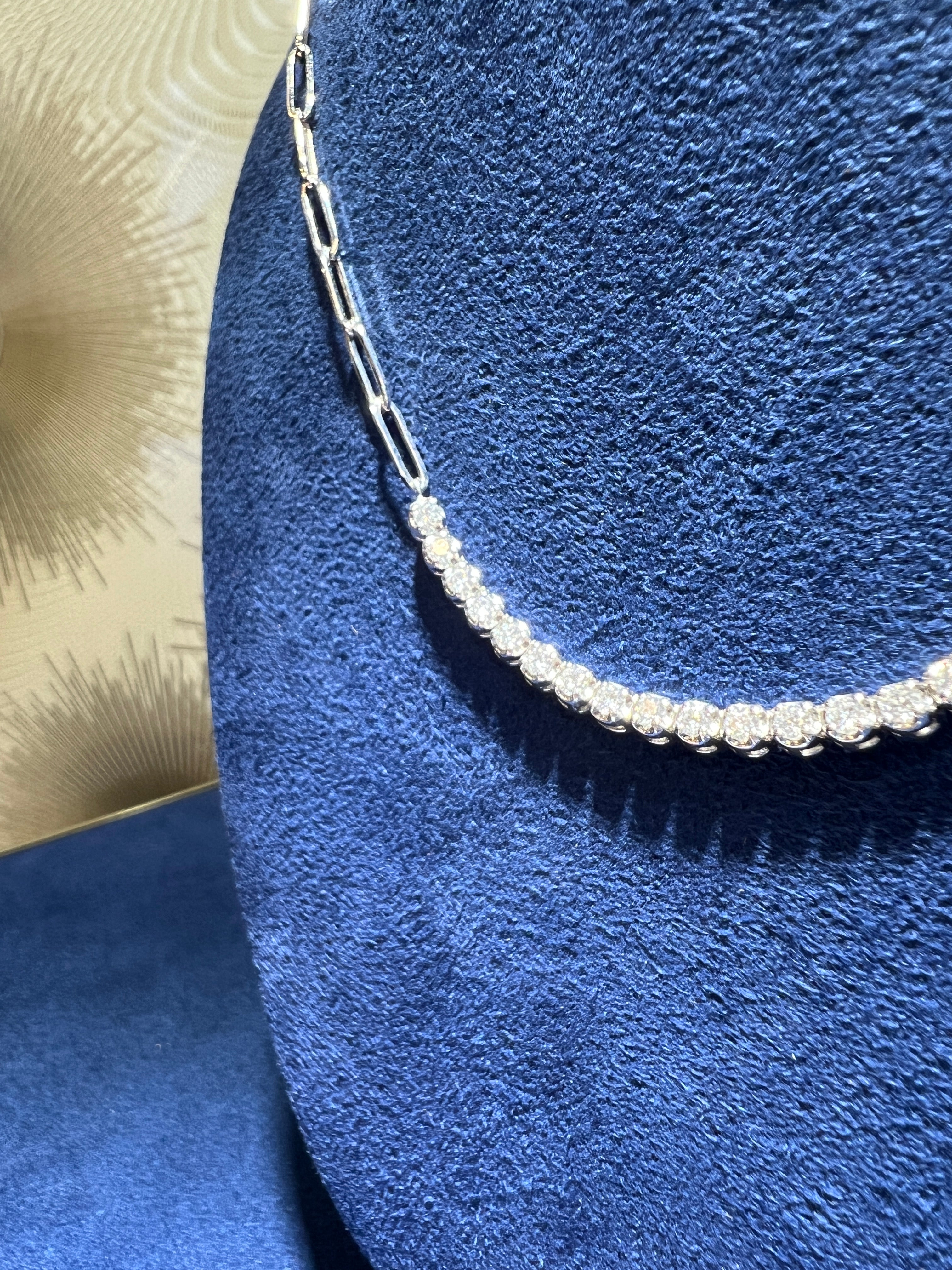 0.80CTW Paper Clip Chain Lab Diamond Tennis Necklace