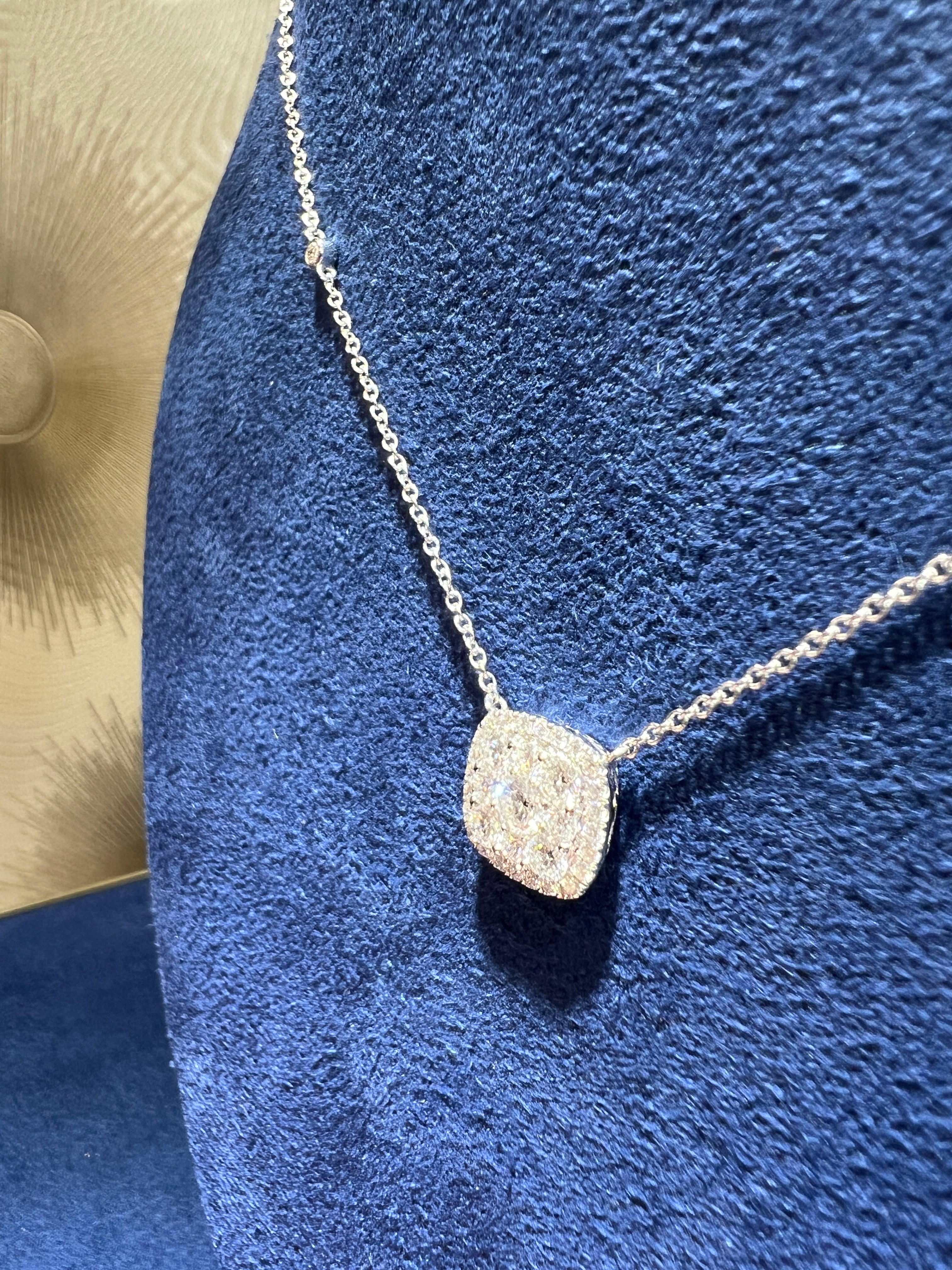 Cushion Illusion Set Diamond Pendant Necklace