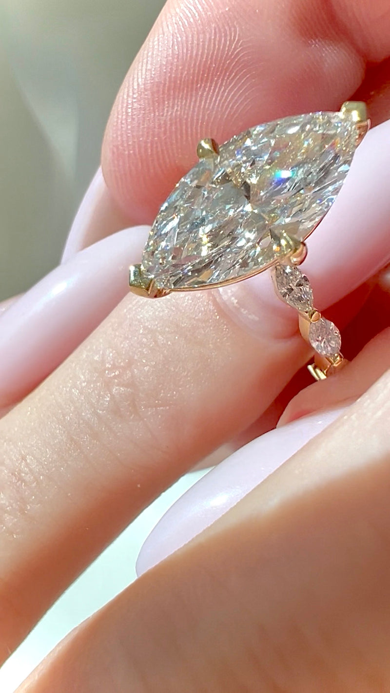 3.41CT Marquise Lab Diamond Engagement Ring