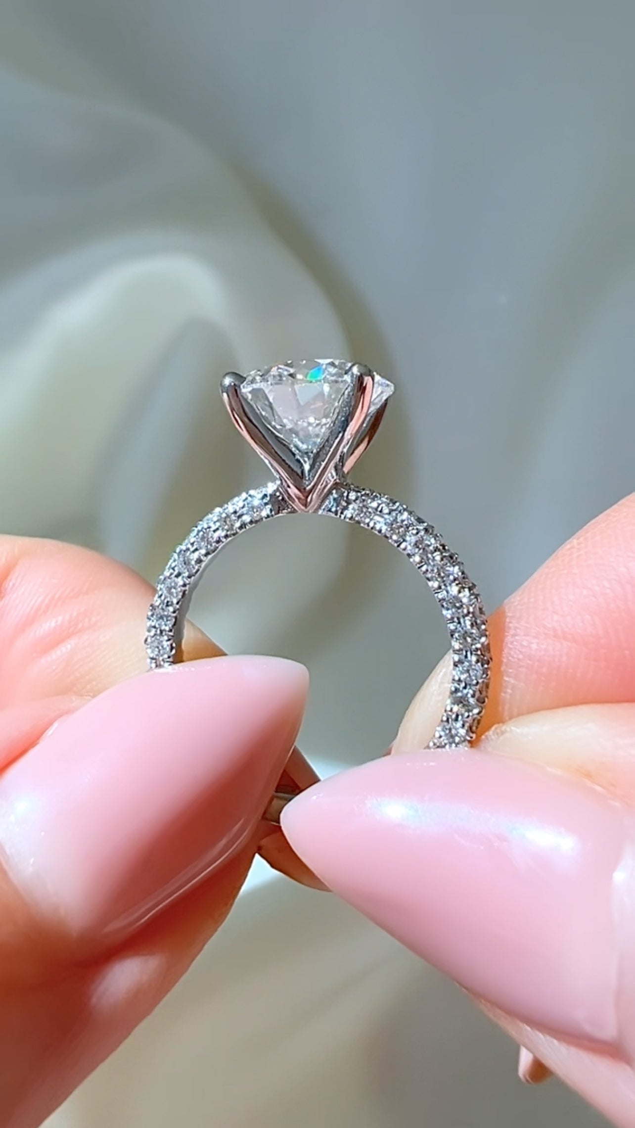 2.90CT Round Brilliant Cut Lab Diamond Three Row Pavé Ring