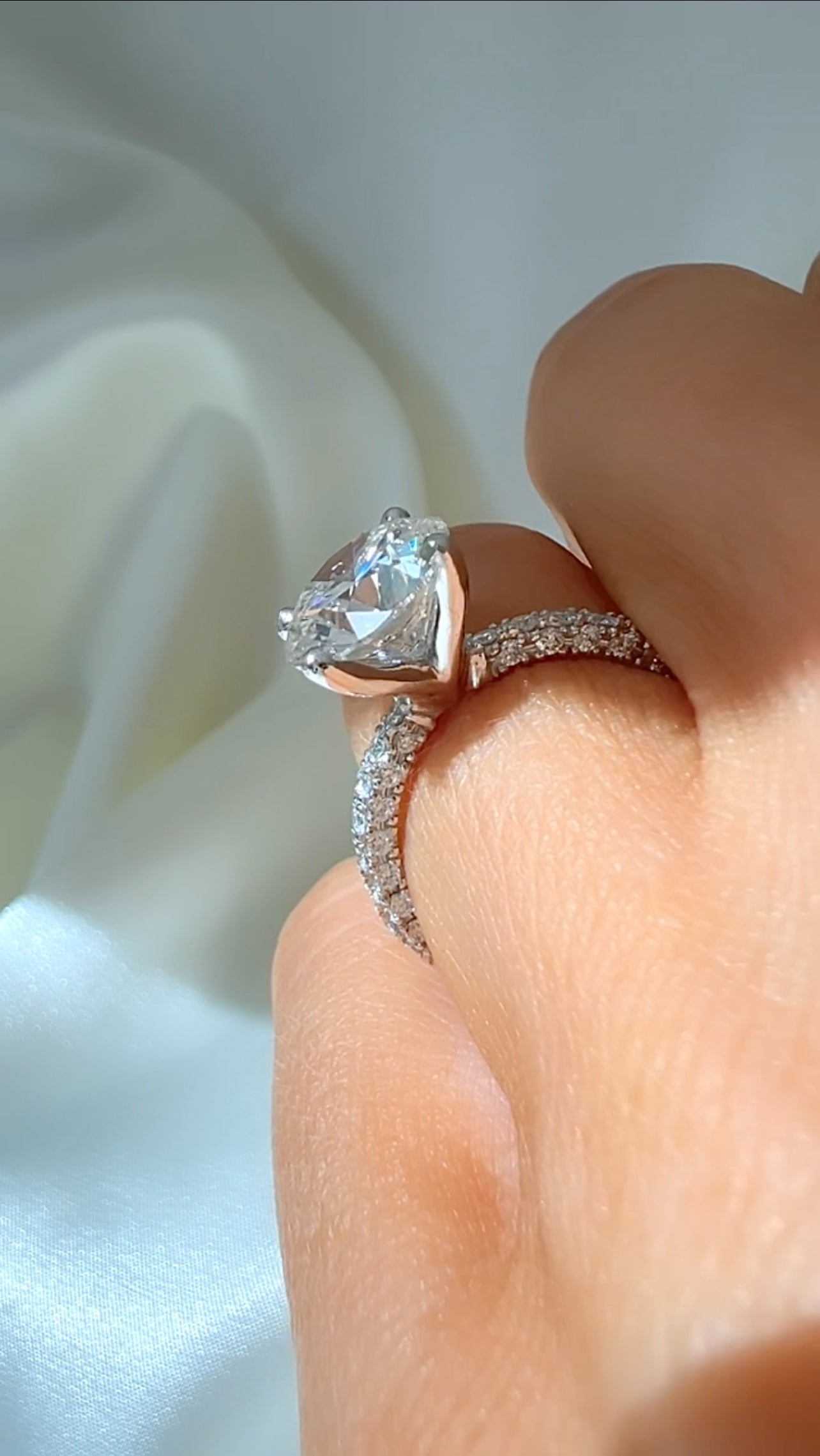 2.90CT Round Brilliant Cut Lab Diamond Three Row Pavé Ring