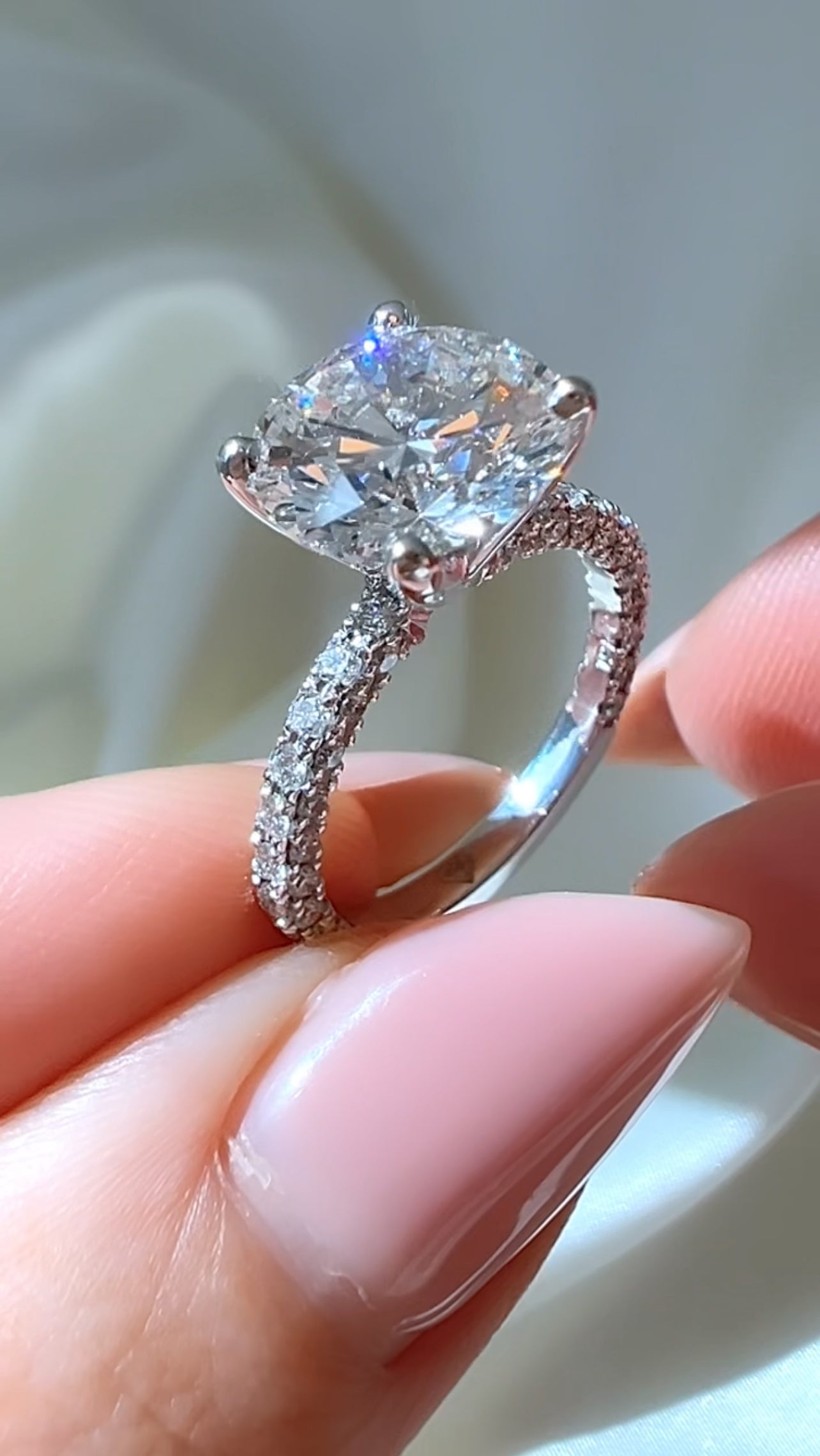 2.90CT Round Brilliant Cut Lab Diamond Three Row Pavé Ring