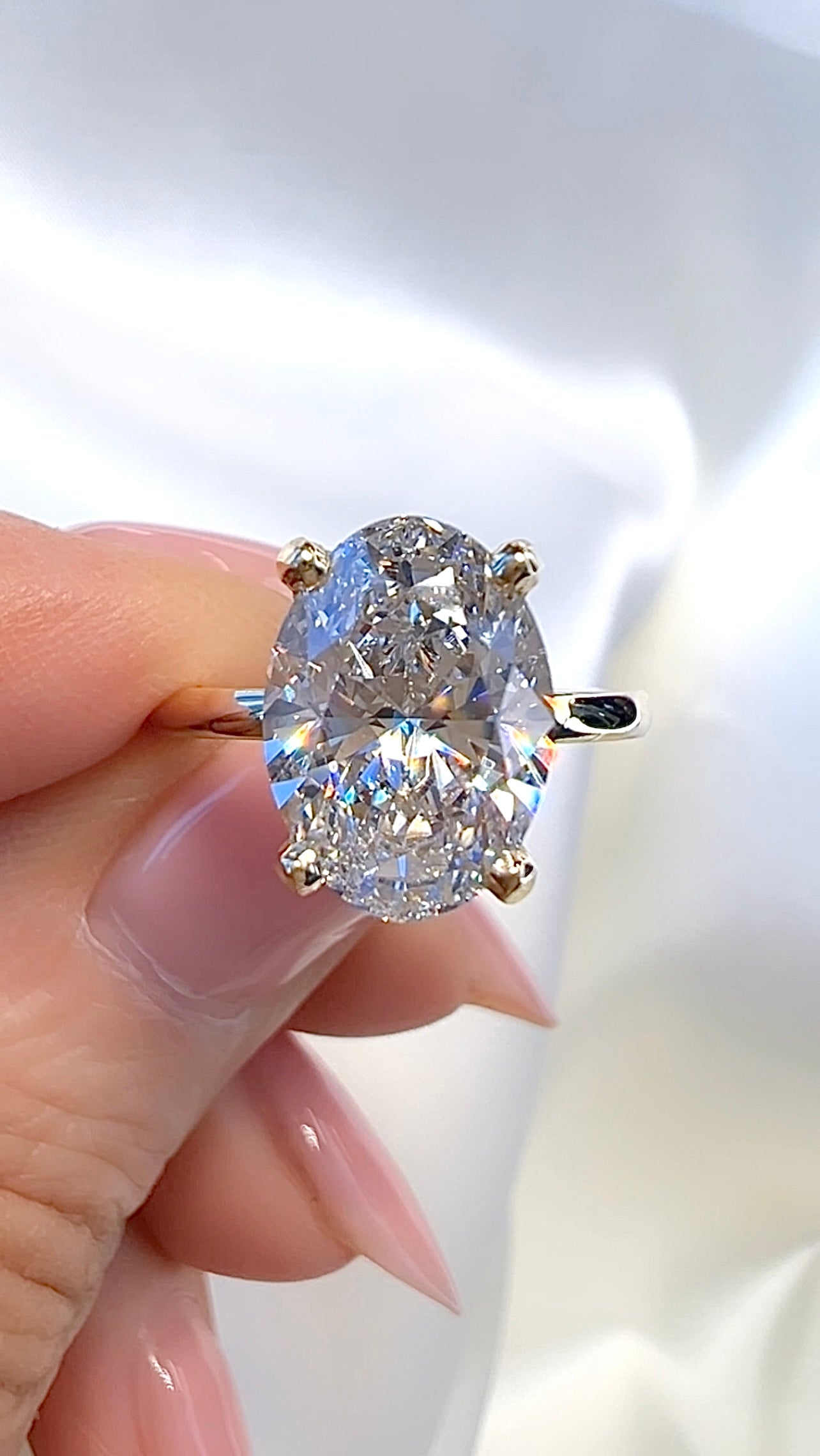 3.00CT Oval Cut Lab Diamond Hidden Halo Ring