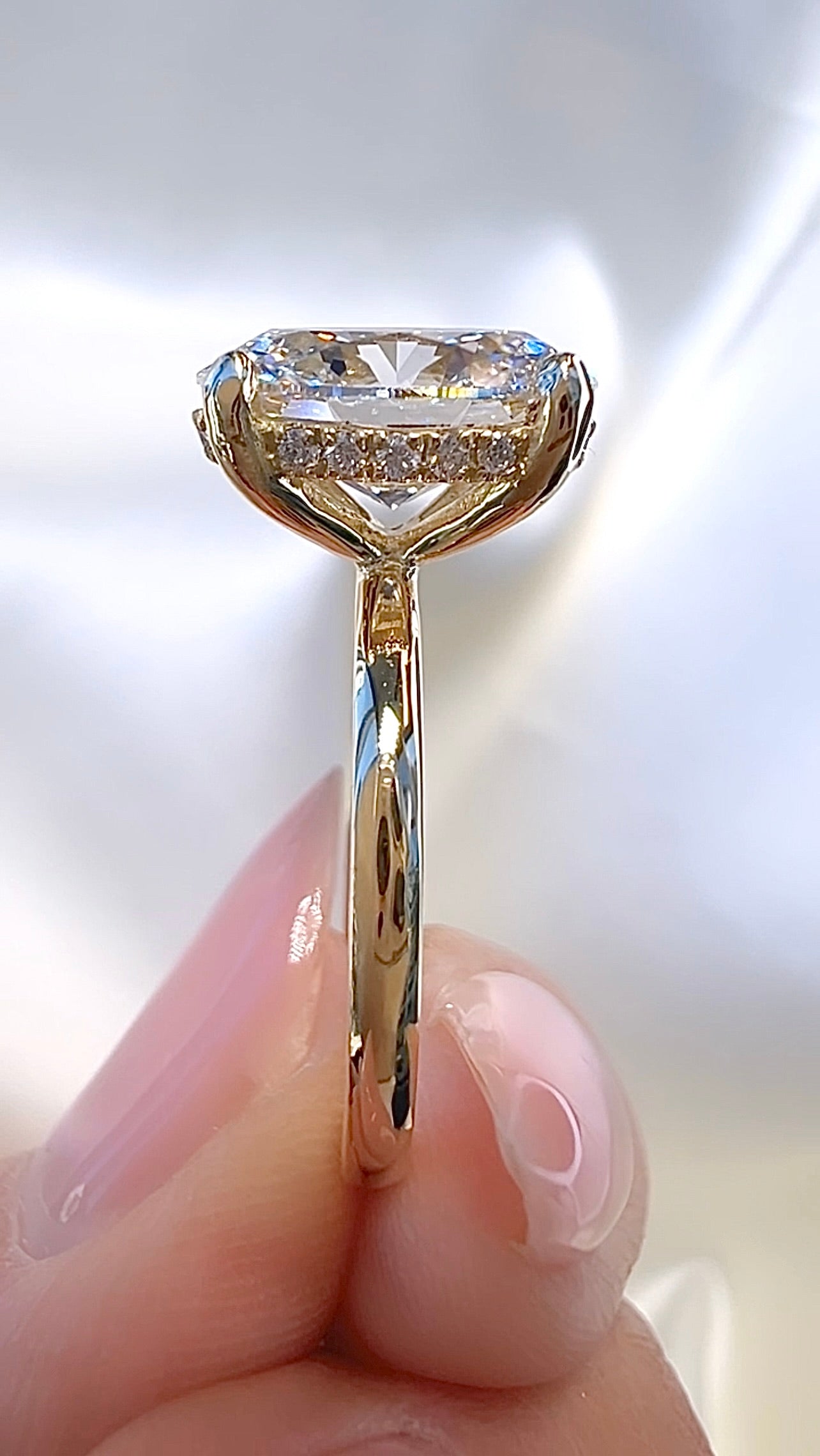 3.00CT Oval Cut Lab Diamond Hidden Halo Ring