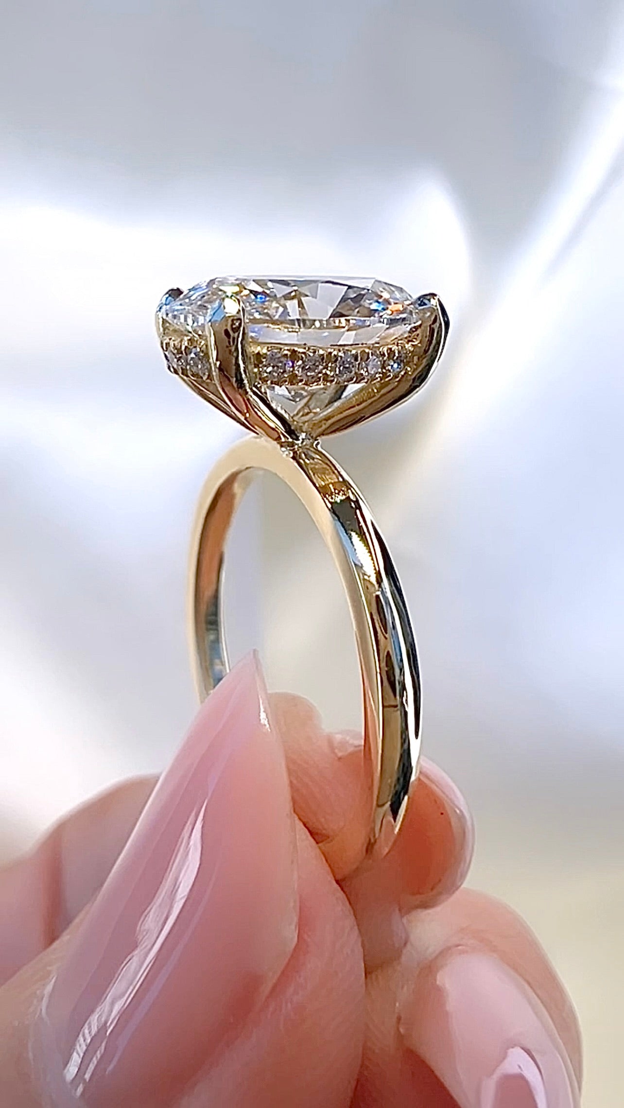 3.00CT Oval Cut Lab Diamond Hidden Halo Ring