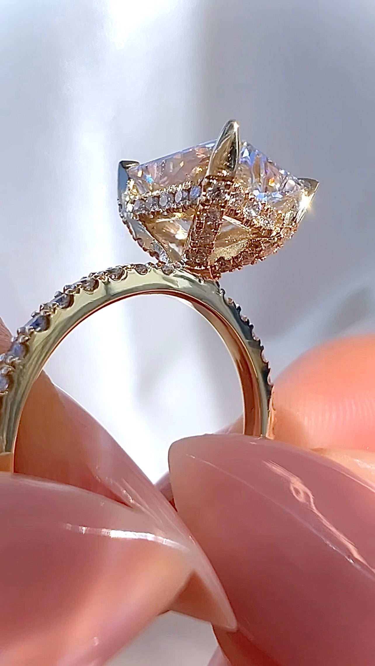 2.97CT Radiant Cut Lab Diamond Micro Pavé Ring