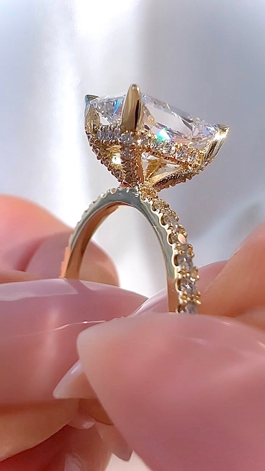 2.97CT Radiant Cut Lab Diamond Micro Pavé Ring Luxury Diamonds