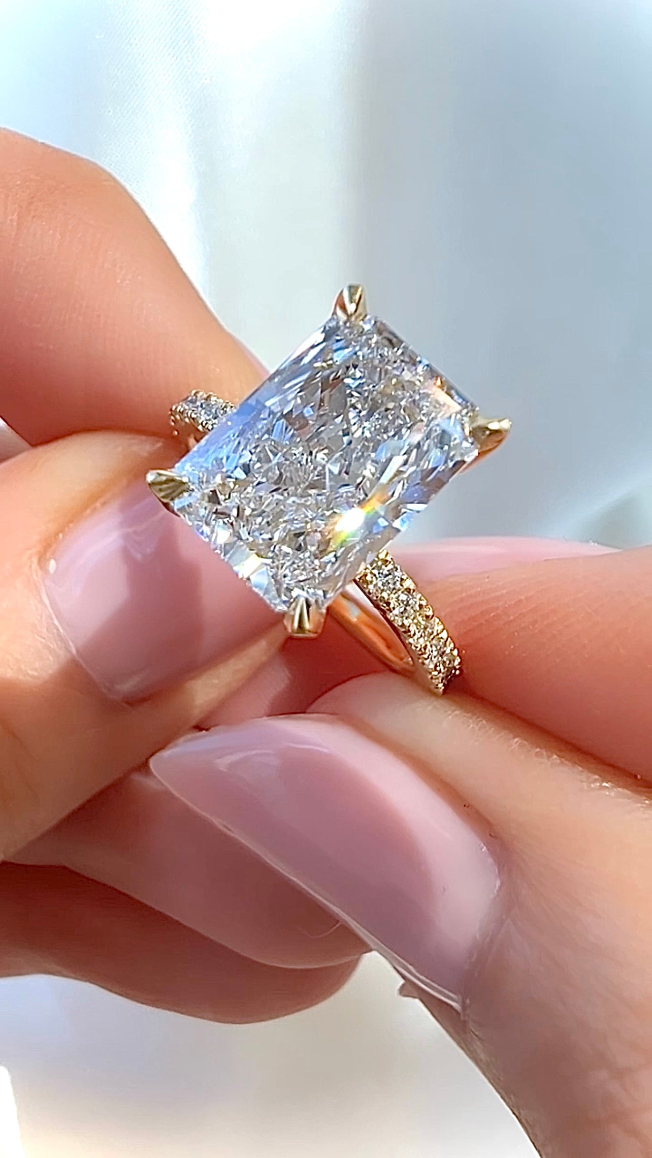 2.97CT Radiant Cut Lab Diamond Micro Pavé Ring