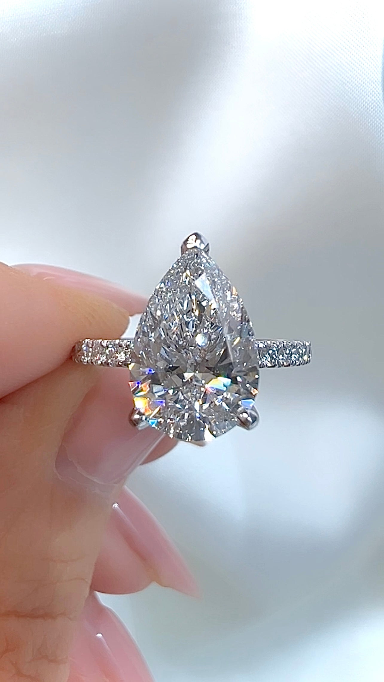 2.27CT Pear Cut Lab Diamond Micro Pavé Ring