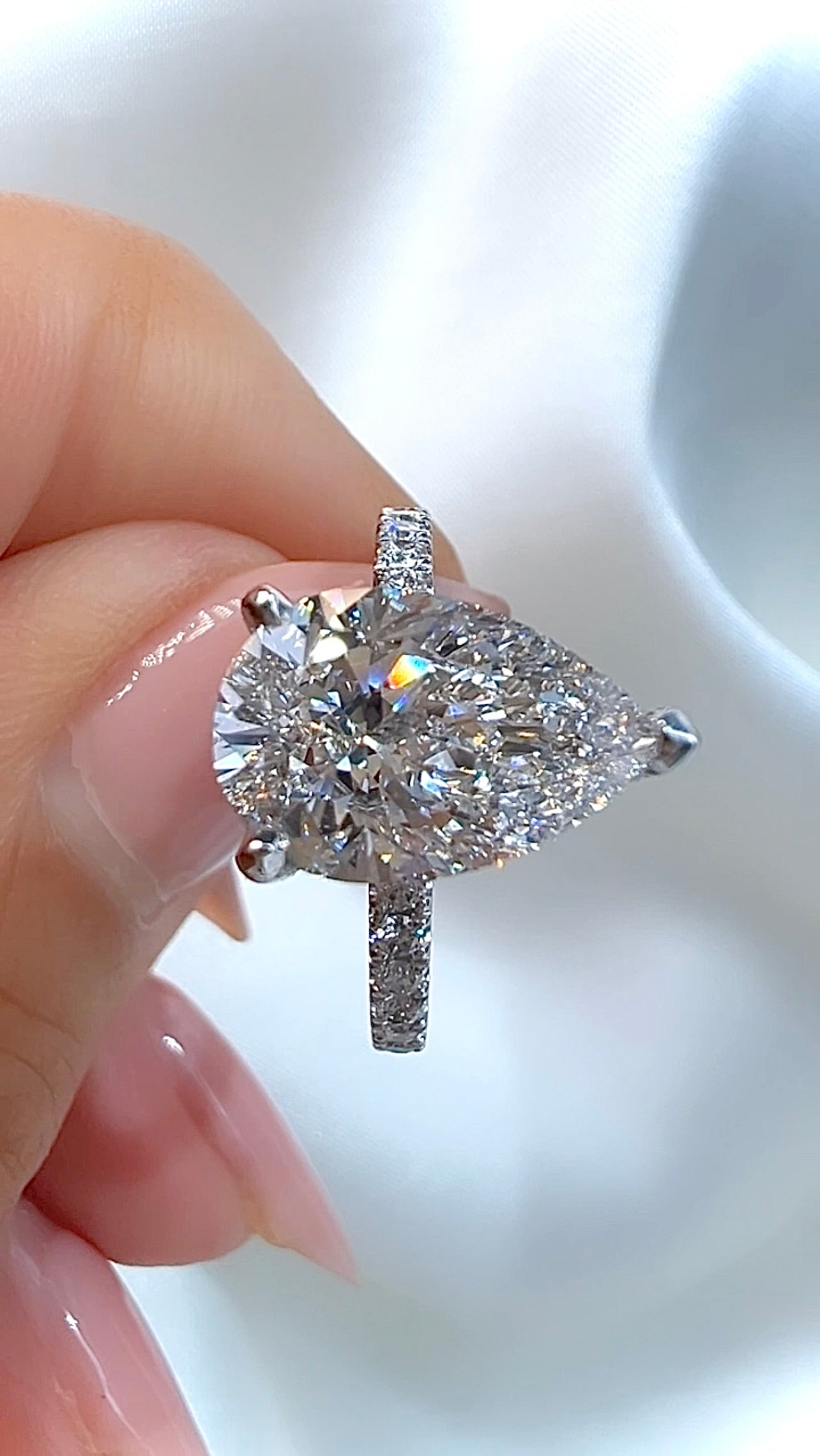 2.27CT Pear Cut Lab Diamond Micro Pavé Ring