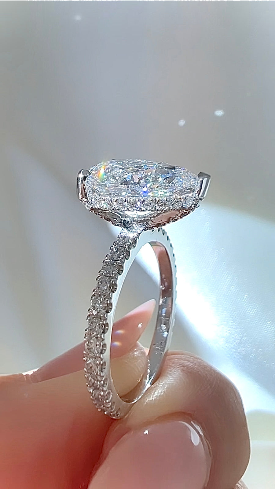 2.27CT Pear Cut Lab Diamond Micro Pavé Ring Luxury Diamonds