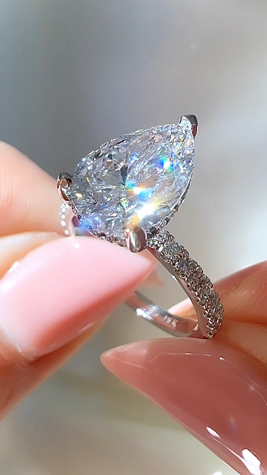 2.27CT Pear Cut Lab Diamond Micro Pavé Ring Luxury Diamonds