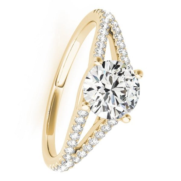 LUX-50774-E-1 Round Brilliant Split Shank Pave Engagement Ring