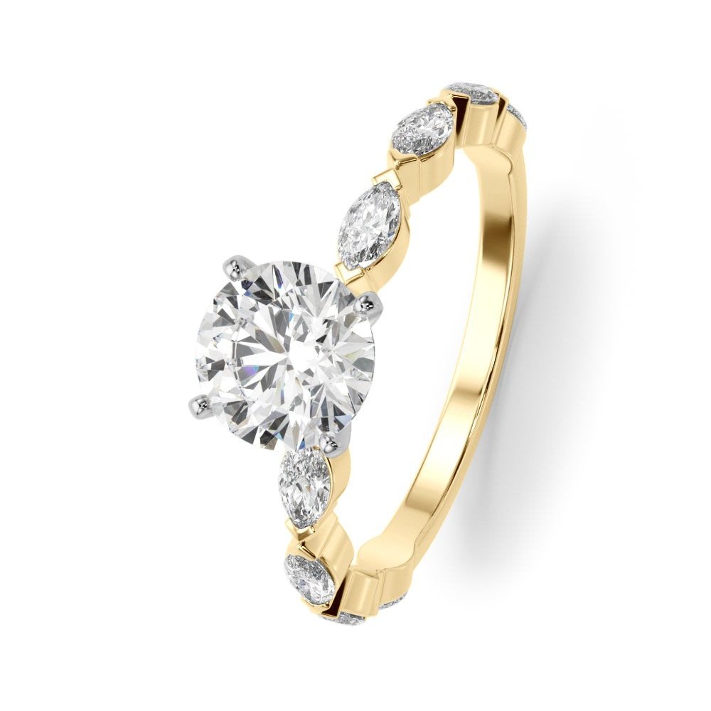 LUX-51216-E Marquise Cut Floating Diamond Engagement Ring