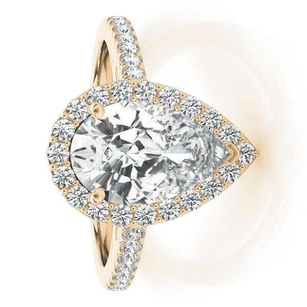 LUX-84755 Pear Shape Halo Engagment Ring With Pave Diamonds