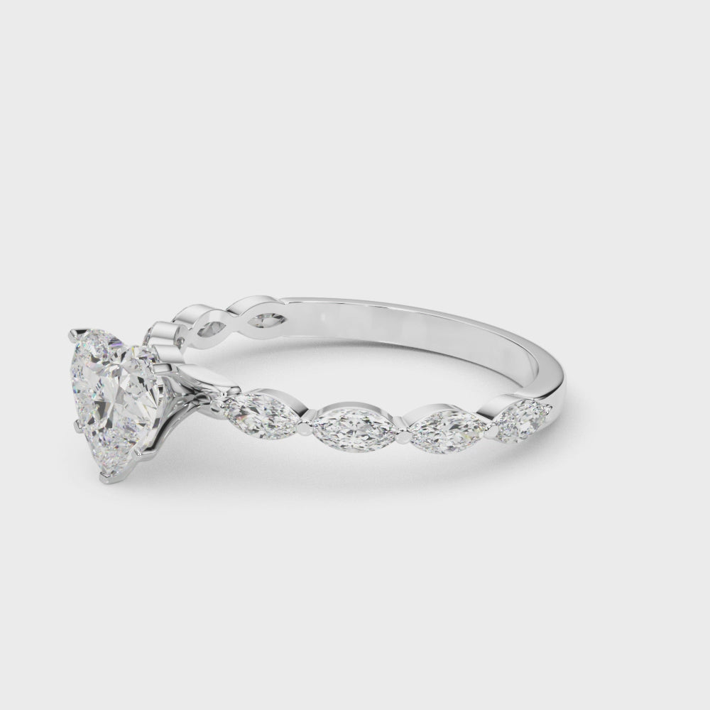 LUX-85225 Marquise And Round Brilliant Cut Floating Diamond Engagment Ring