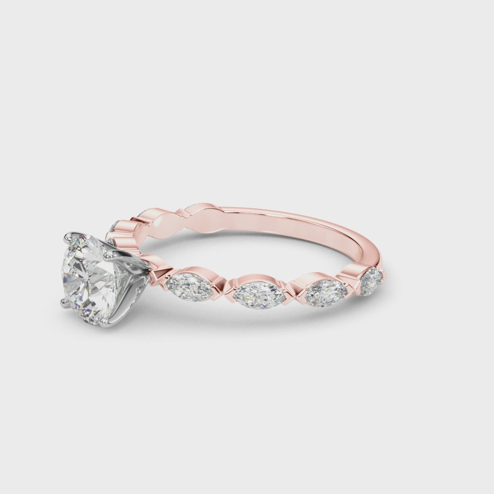 LUX-51216-E Marquise Cut Floating Diamond Engagement Ring
