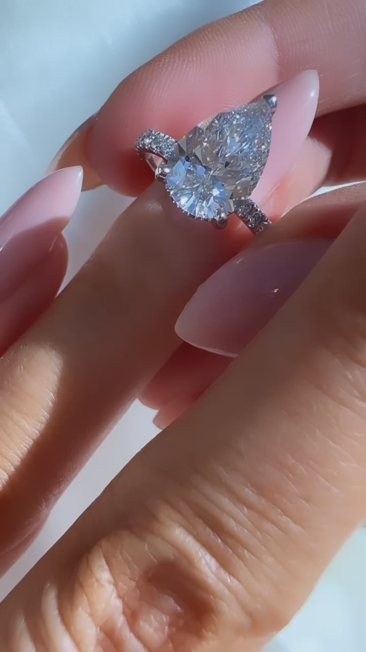 2.27CT Pear Cut Lab Diamond Micro Pavé Ring