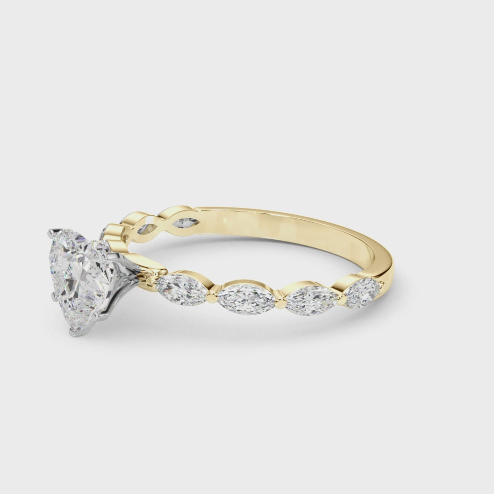 LUX-85225 Marquise And Round Brilliant Cut Floating Diamond Engagment Ring