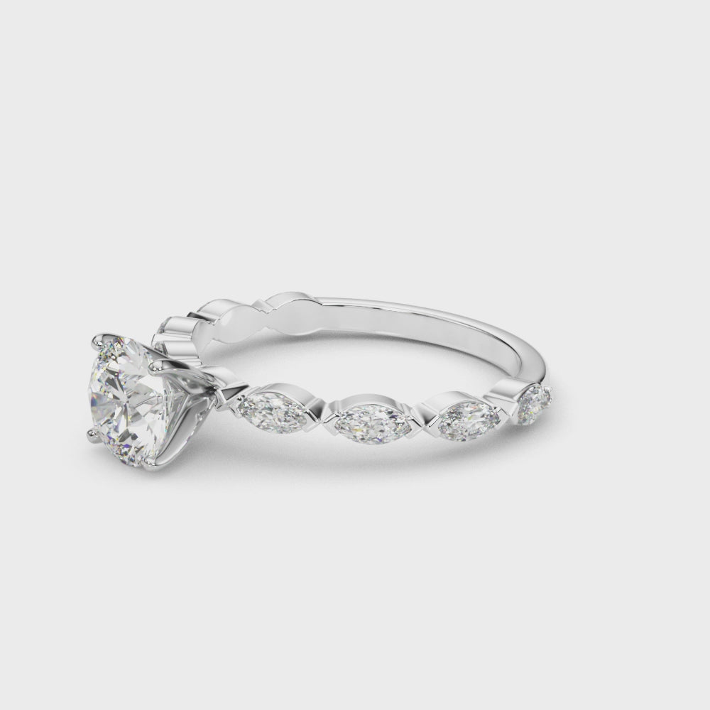 LUX-51216-E Marquise Cut Floating Diamond Engagement Ring